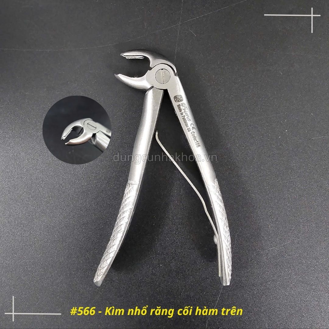 Kìm 566 - Kìm nhổ răng cối hàm trên, kìm nhổ răng sữa, kìm nhổ răng trẻ em