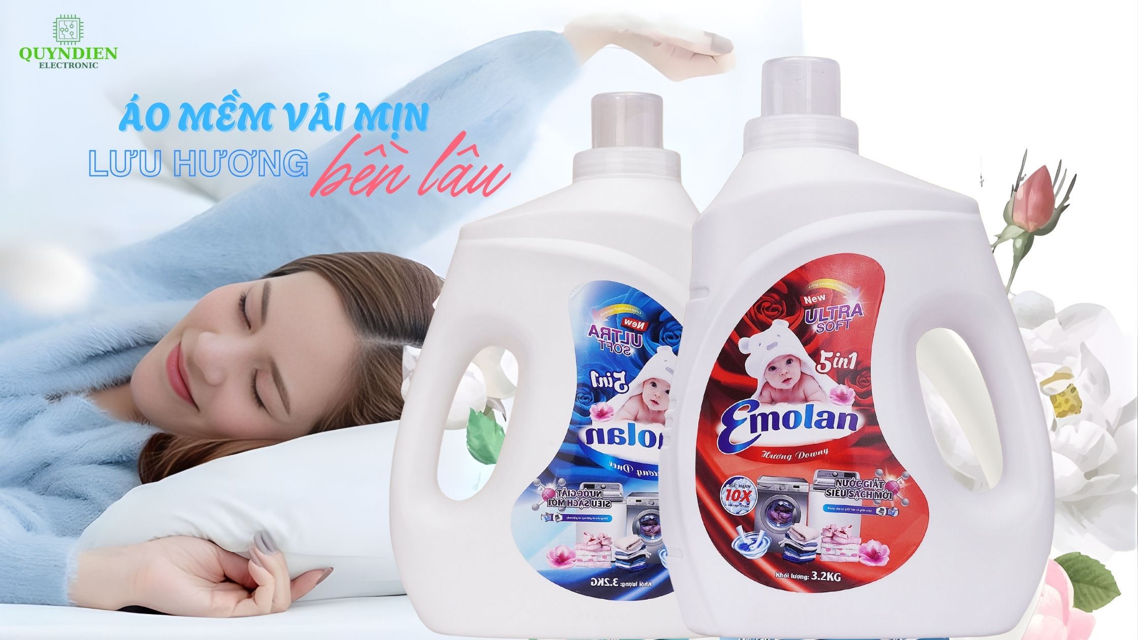 “Thơm lâu để yêu thương luôn ở lại - Giặt sạch – Dịu da – Mềm vải – Ngủ ngon hơn"