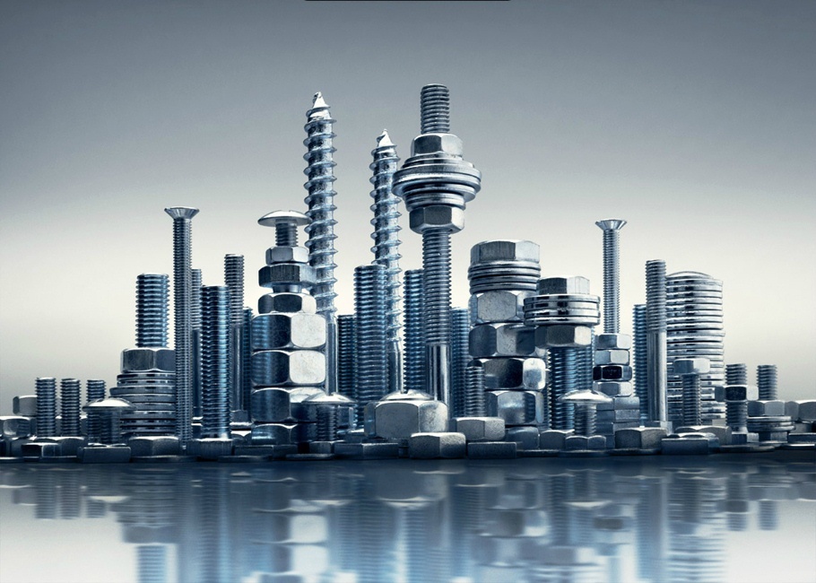 ình ảnh sáng tạo mô phỏng thành phố làm từ bu lông và ốc vít – biểu trưng cho ngành cơ khí hiện đại.