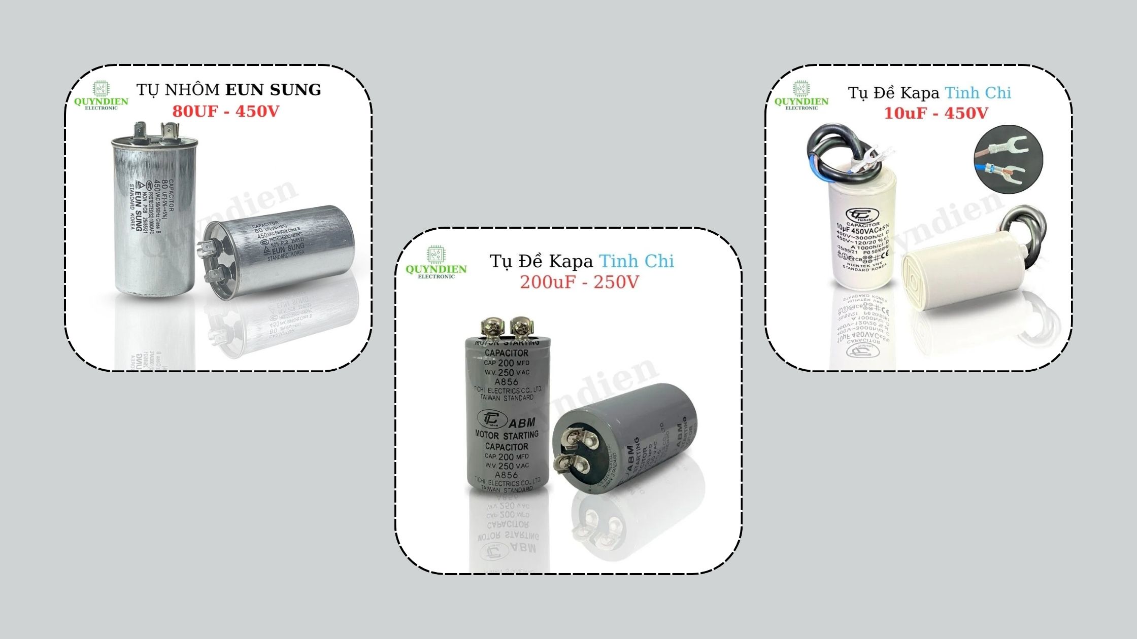 Dù bạn cần tụ cho quạt, máy bơm hay motor công nghiệp, Quỳnh Diễn đều có linh kiện phù hợp chính xác với nhu cầu thay thế."