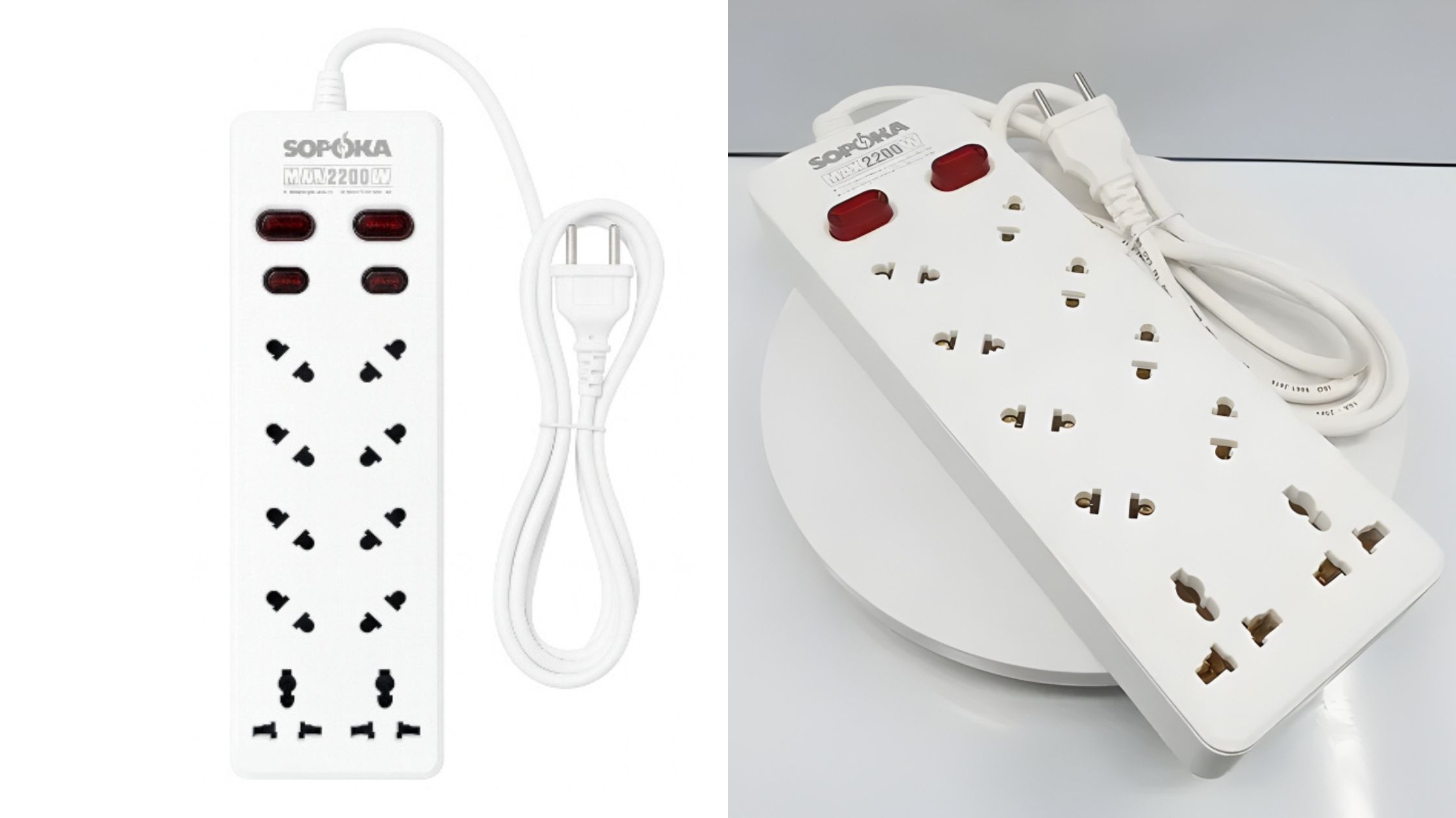 Ổ cắm chéo 10 cửa 2200W 10A4 tại Linh Kiện Quỳnh Diễn