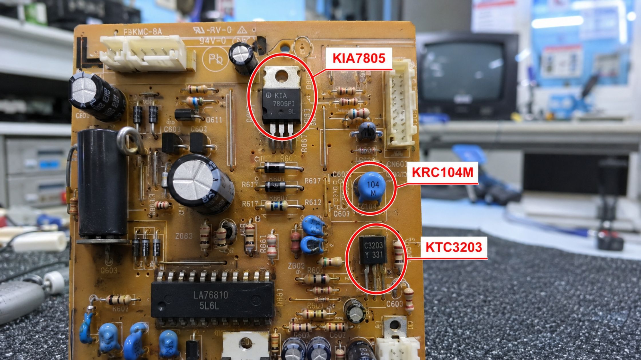 Linh kiện Hàn Quốc thường gặp các tiền tố như KIA, KRC, KTC trên IC và transistor