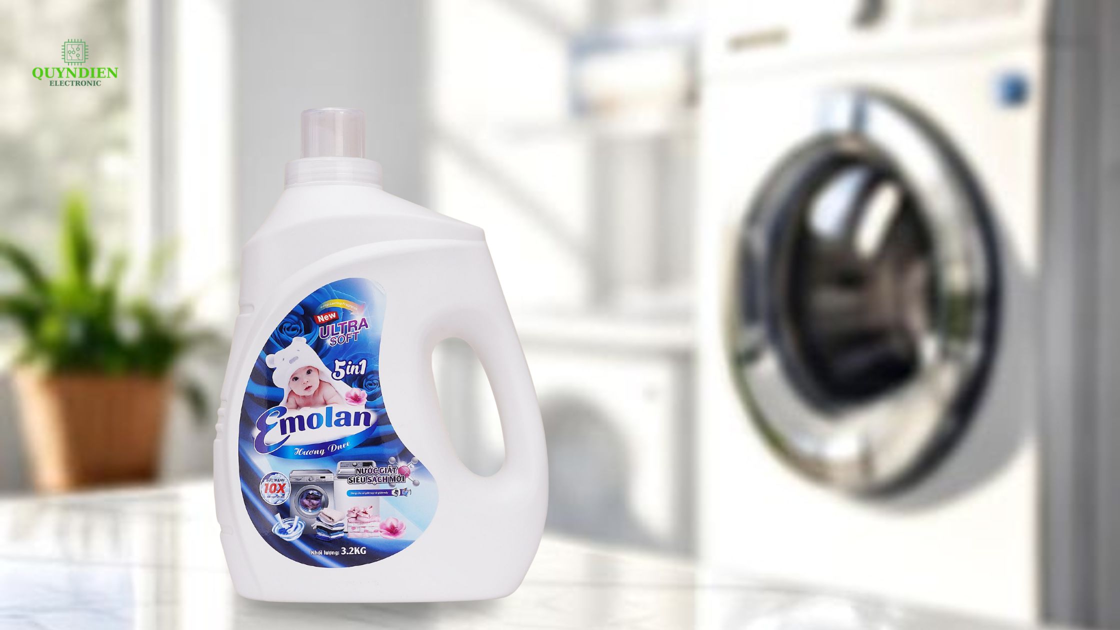 Nước giặt thơm lâu EMOLAN 5in1 – sạch sâu, mềm vải, lưu hương tự nhiên.