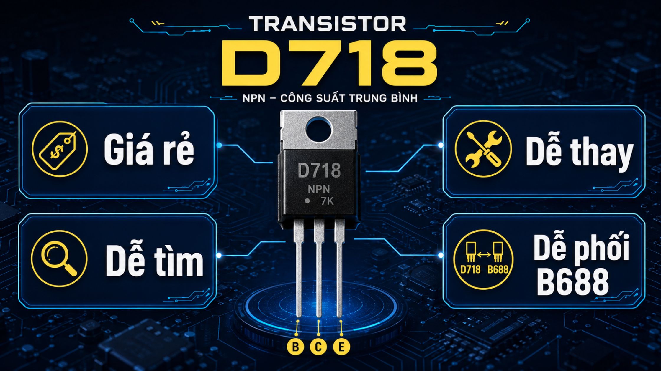 Lý do transistor D718 được ưa chuộng trong mạch ampli DIY