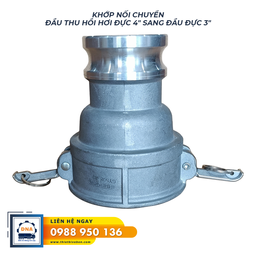 Khớp nối chuyển đầu thu hồi hơi đực 4" sang đầu đực 3"