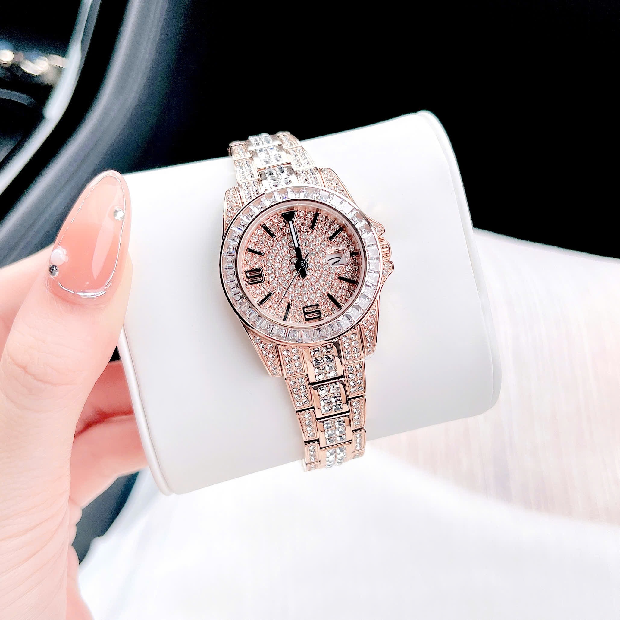 Đồng Hồ Davena Full Đá Swarovski |Nữ Giới |Dây Kim Loại Rose Gold |Máy Pin (Quartz) |Size 33mm |donghogiatot.vn