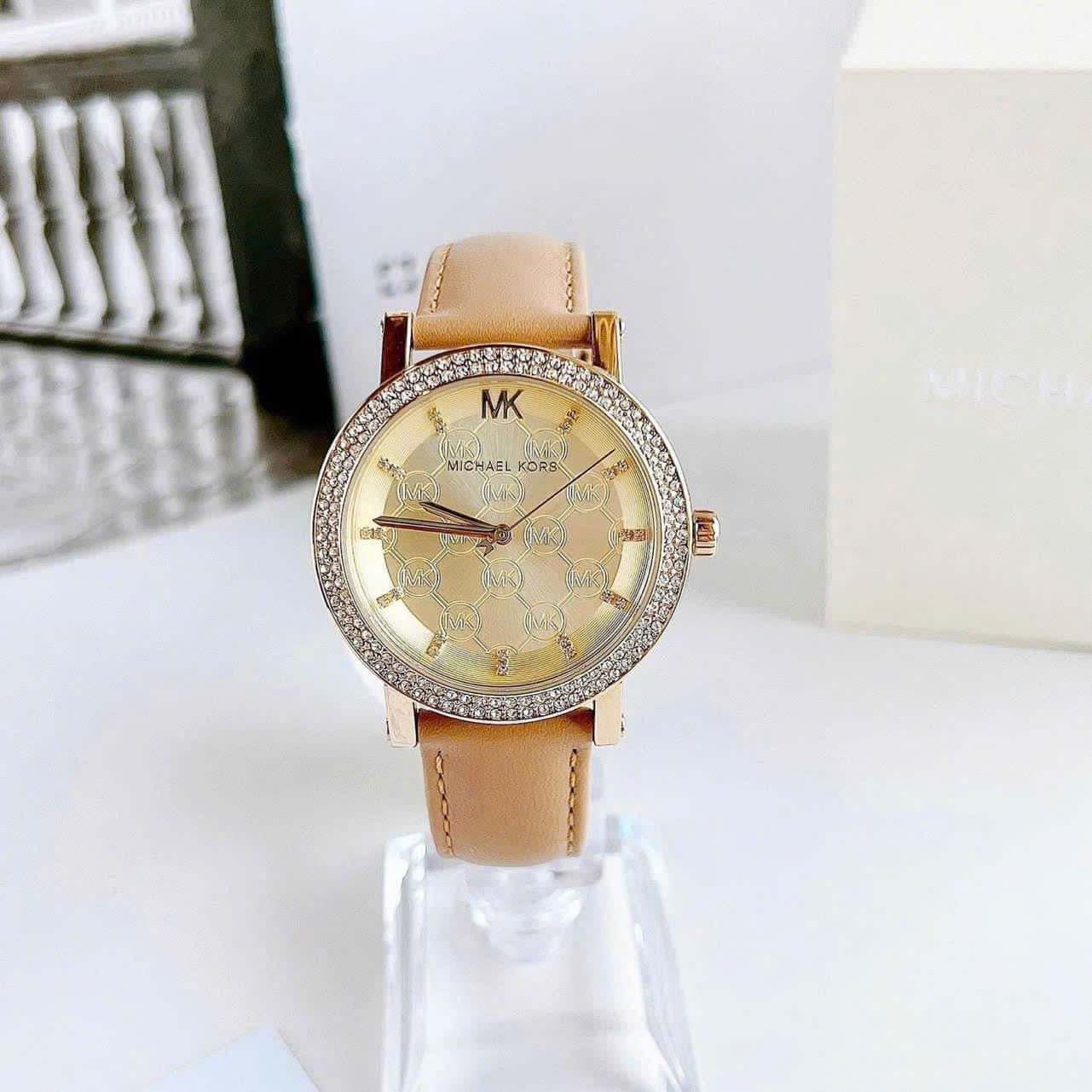Đồng Hồ Michael Kors Corey |Nữ Giới |Vàng Gold |Dây Da Nâu |Máy Pin (Quartz) |Size 36mm |donghogiatot.vn