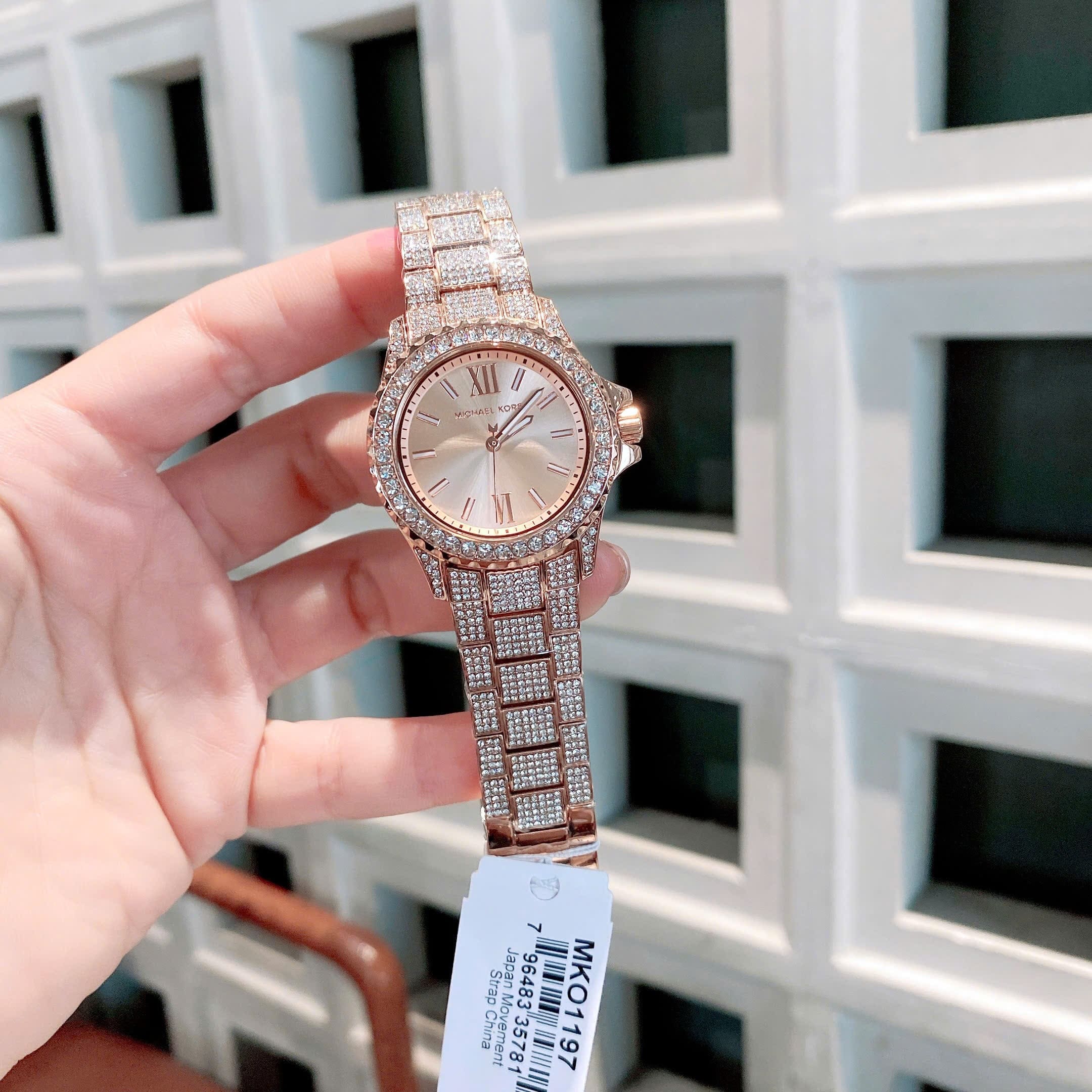 Đồng Hồ Micheal Kors Mini Everest |Nữ Giới |Mặt Tròn |Dây Kim Loại Đính Đá Rose Gold |Máy Pin (Quartz) |Size 33mm |donghogiatot.vn