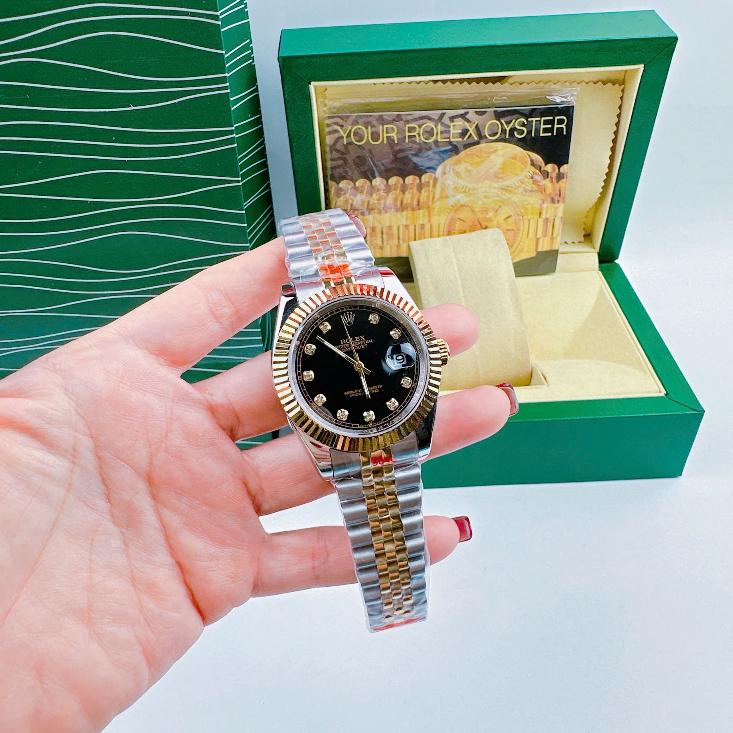Đồng Hồ Rolex Niềng Khía |Nam Giới |Mặt Đen |Dây Kim Loại Demi |Máy Pin (Máy Quartz) |Size 41mm |donghogiatot.vn
