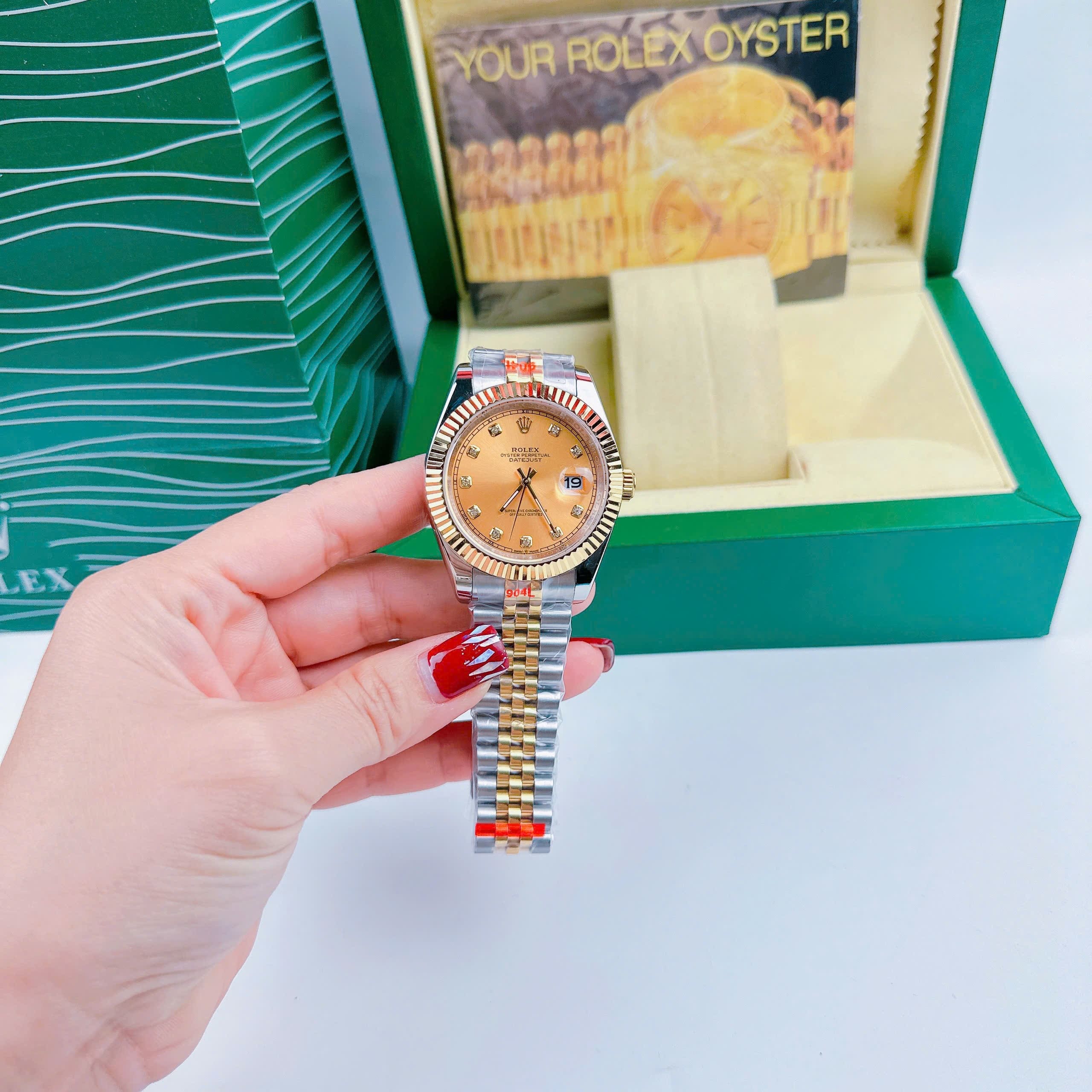 Đồng Hồ Rolex Niềng Khía |Nam Giới |Mặt Vàng |Dây Kim Loại Demi |Máy Pin (Máy Quartz) |Size 41mm |donghogiatot.vn