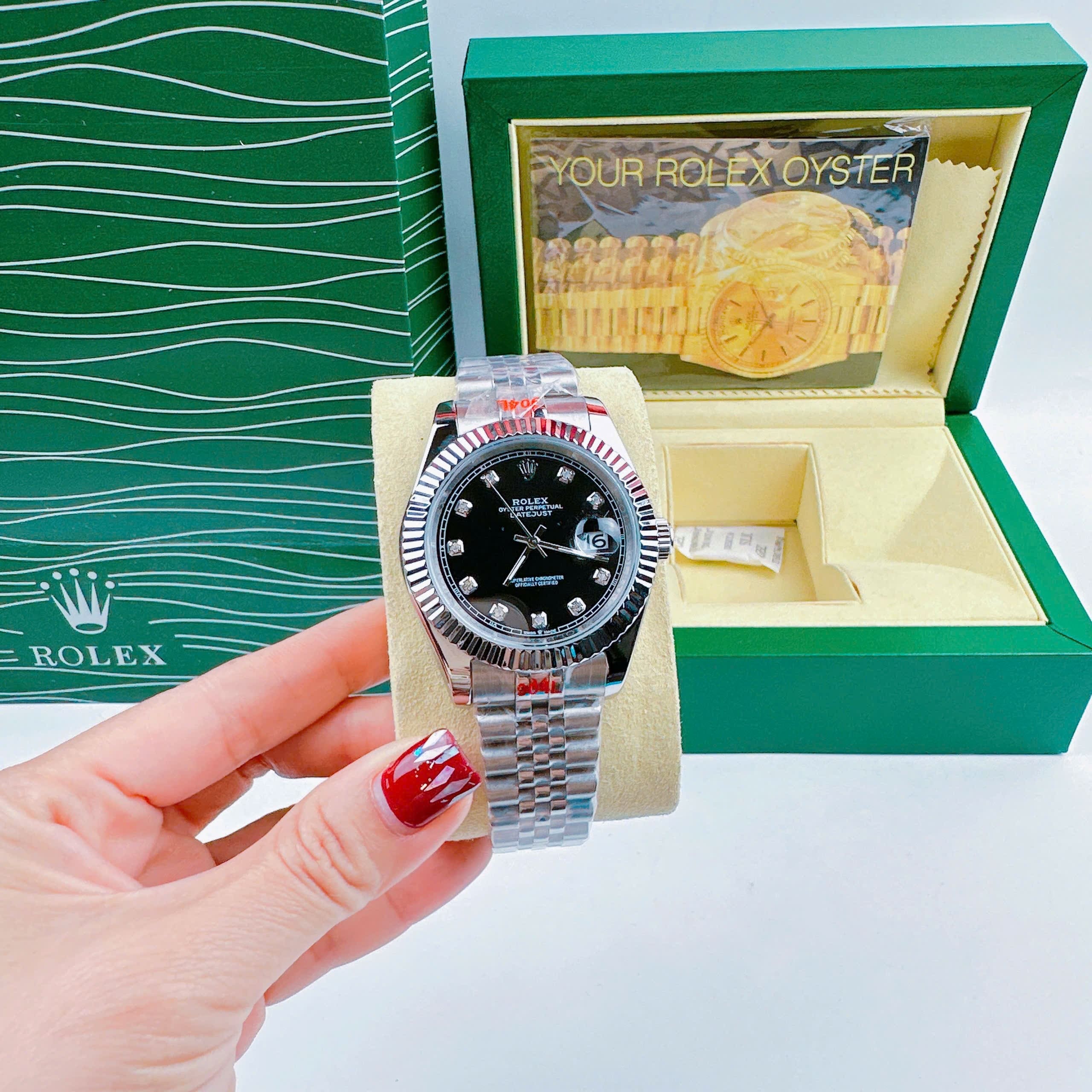 Đồng Hồ Rolex Niềng Khía |Nam Giới |Mặt Đen |Dây Kim Loại Silver |Máy Pin (Máy Quartz) |Size 41mm |donghogiatot.vn