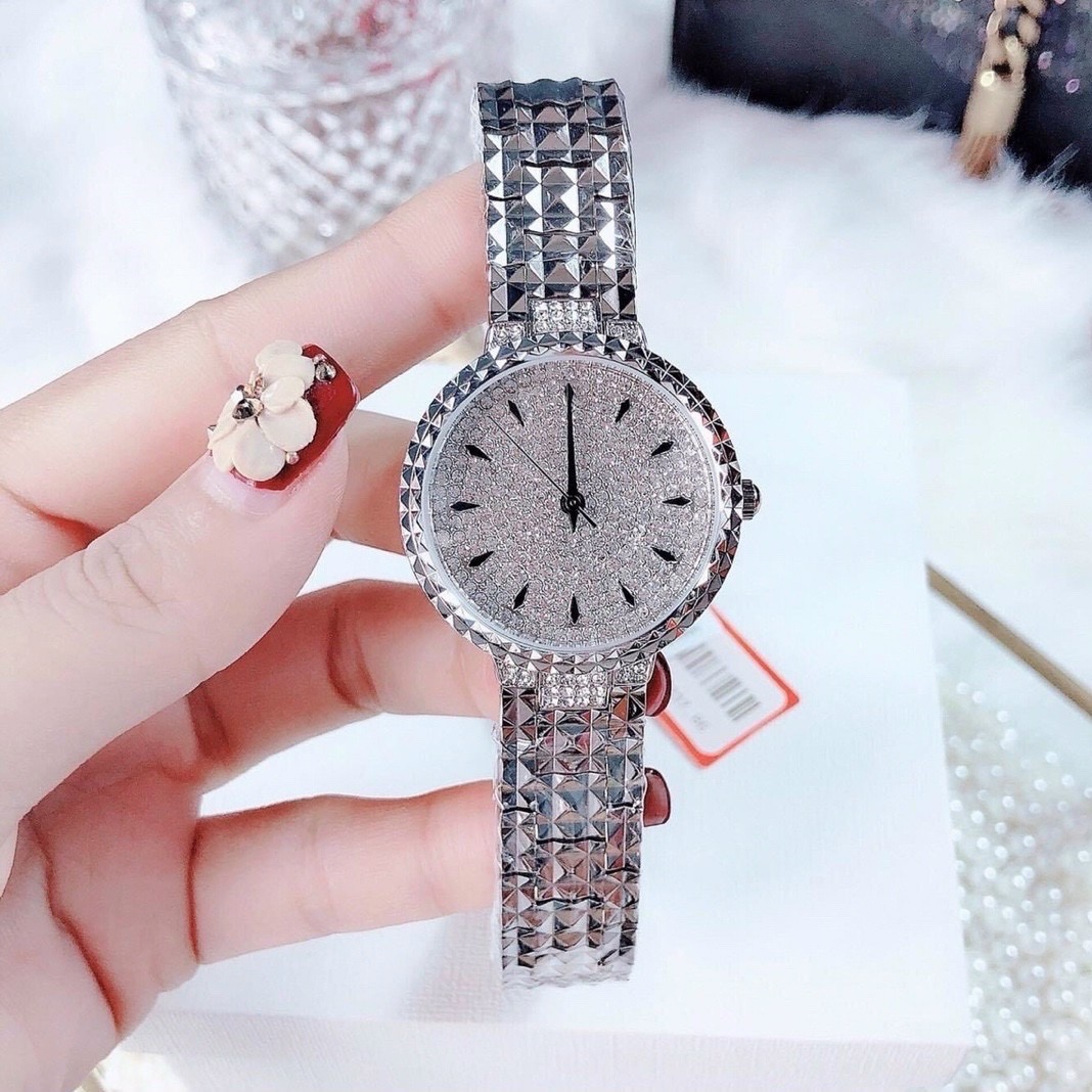 Đồng Hồ Davena Mặt Full Đá |Nữ Giới |Dây Kim Loại Trắng Silver |Máy Pin (Quartz) |Size 32mm |donghgiatot.vn