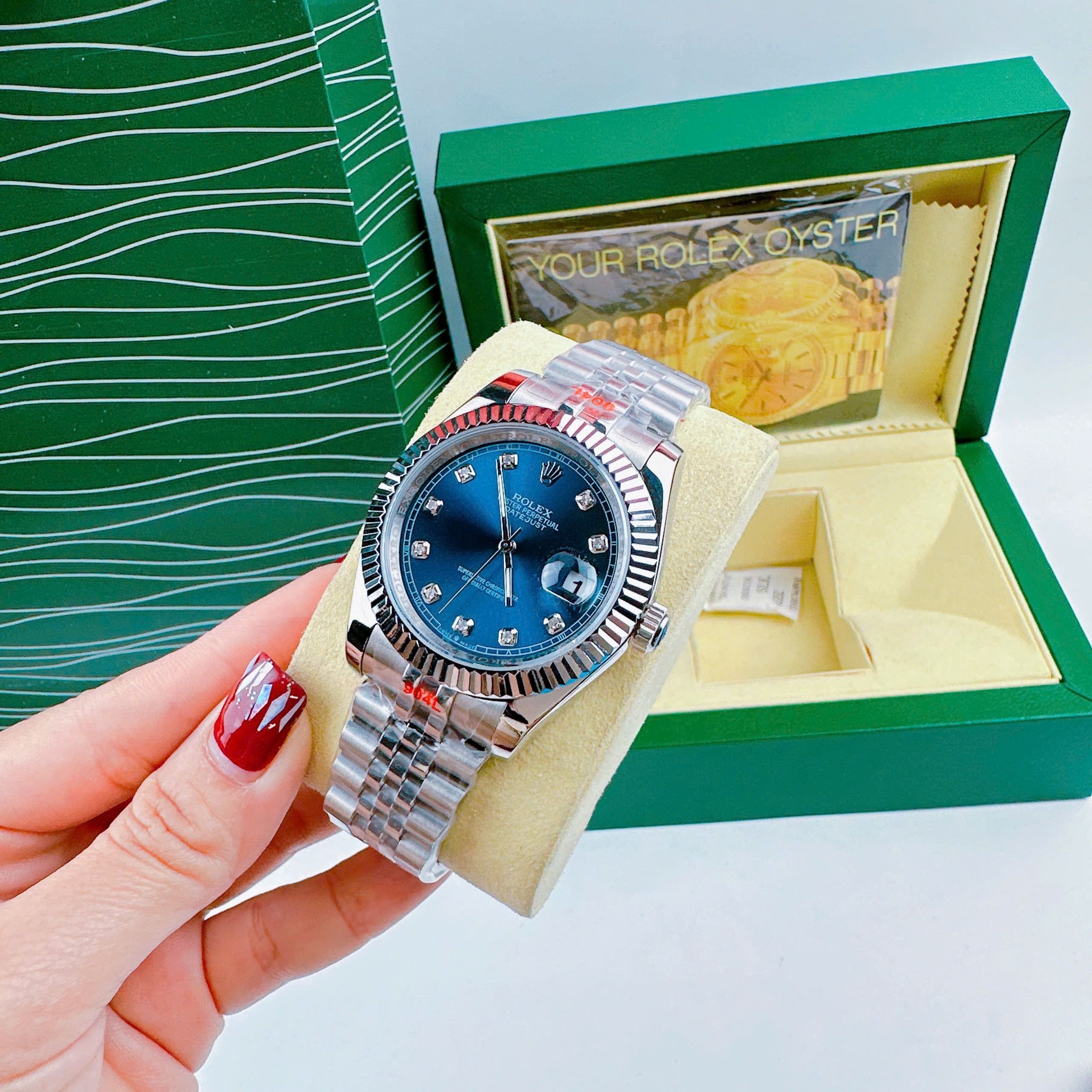 Đồng Hồ Rolex Niềng Khía |Nam Giới |Mặt Xanh Dương |Dây Kim Loại Silver |Máy Pin (Máy Quartz) |Size 41mm |donghogiatot.vn