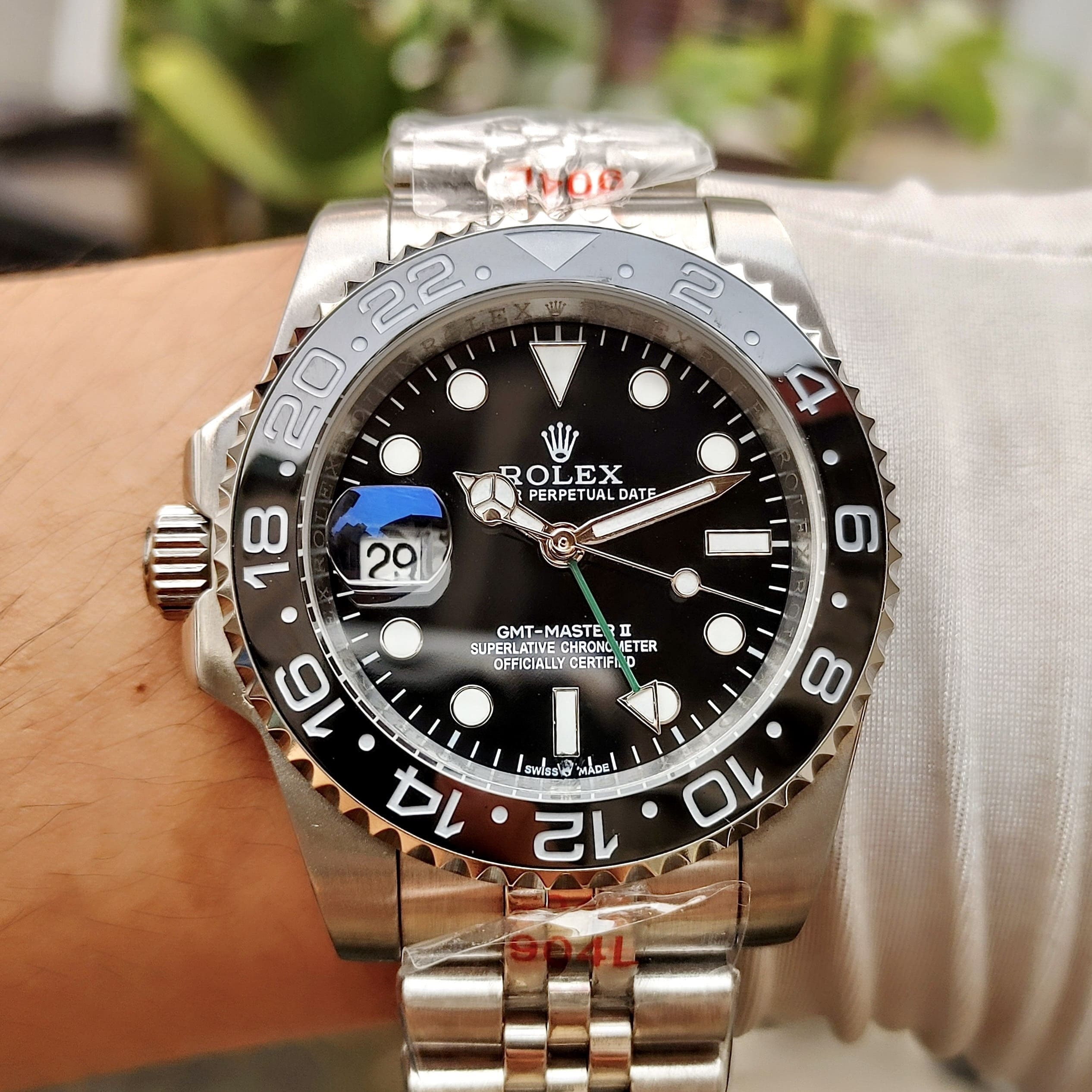 Đồng Hồ Rolex GMT Master II |Nam Giới |Niềng Đen |Dây Kim Loại Silver |Máy Cơ (Automatic) |Size 40mm |donghogiatot.vn