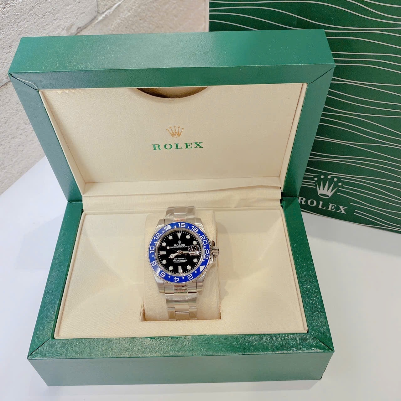 Đồng Hồ Rolex GMT Master II |Nam Giới |Niềng Xanh Dương |Dây Kim Loại Silver |Máy Cơ (Automatic) |Size 40mm |donghogiatot.vn