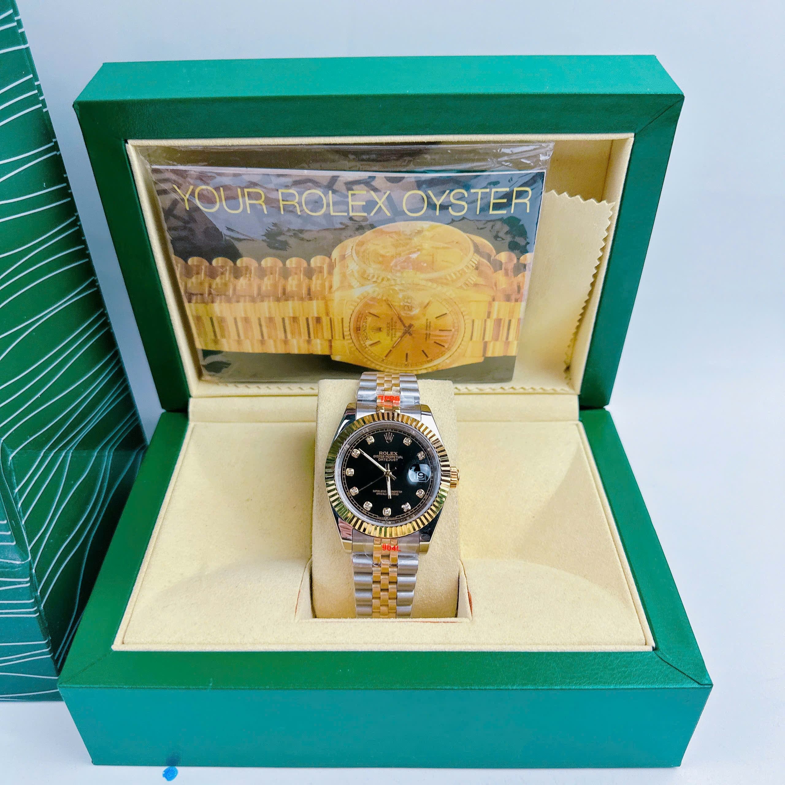 Đồng Hồ Rolex Niềng Khía |Nam Giới |Mặt Đen |Dây Kim Loại Demi |Máy Pin (Máy Quartz) |Size 41mm |donghogiatot.vn