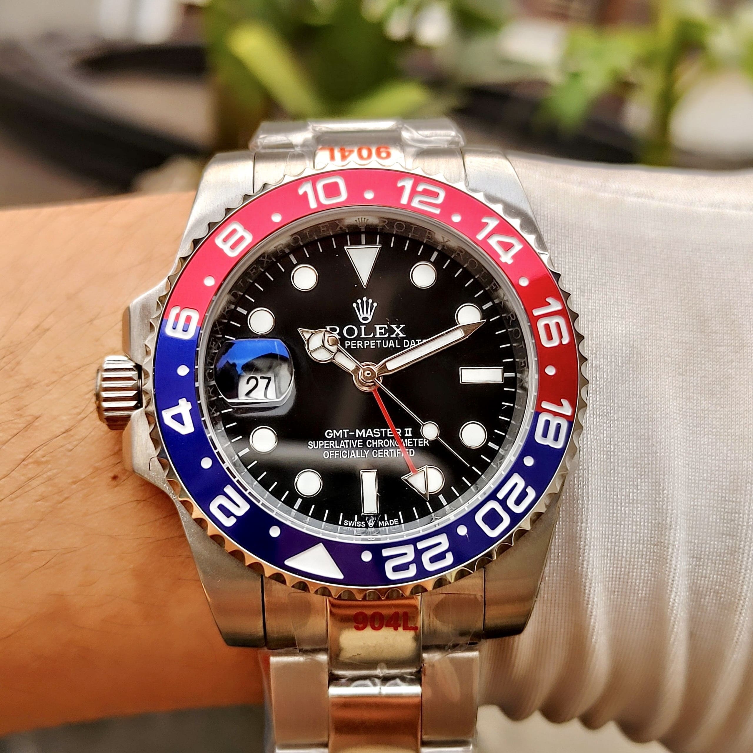Đồng Hồ Rolex GMT Master II |Nam Giới |Niềng Xanh Đỏ |Dây Kim Loại Silver |Máy Cơ (Automatic) |Size 40mm |donghogiatot.vn