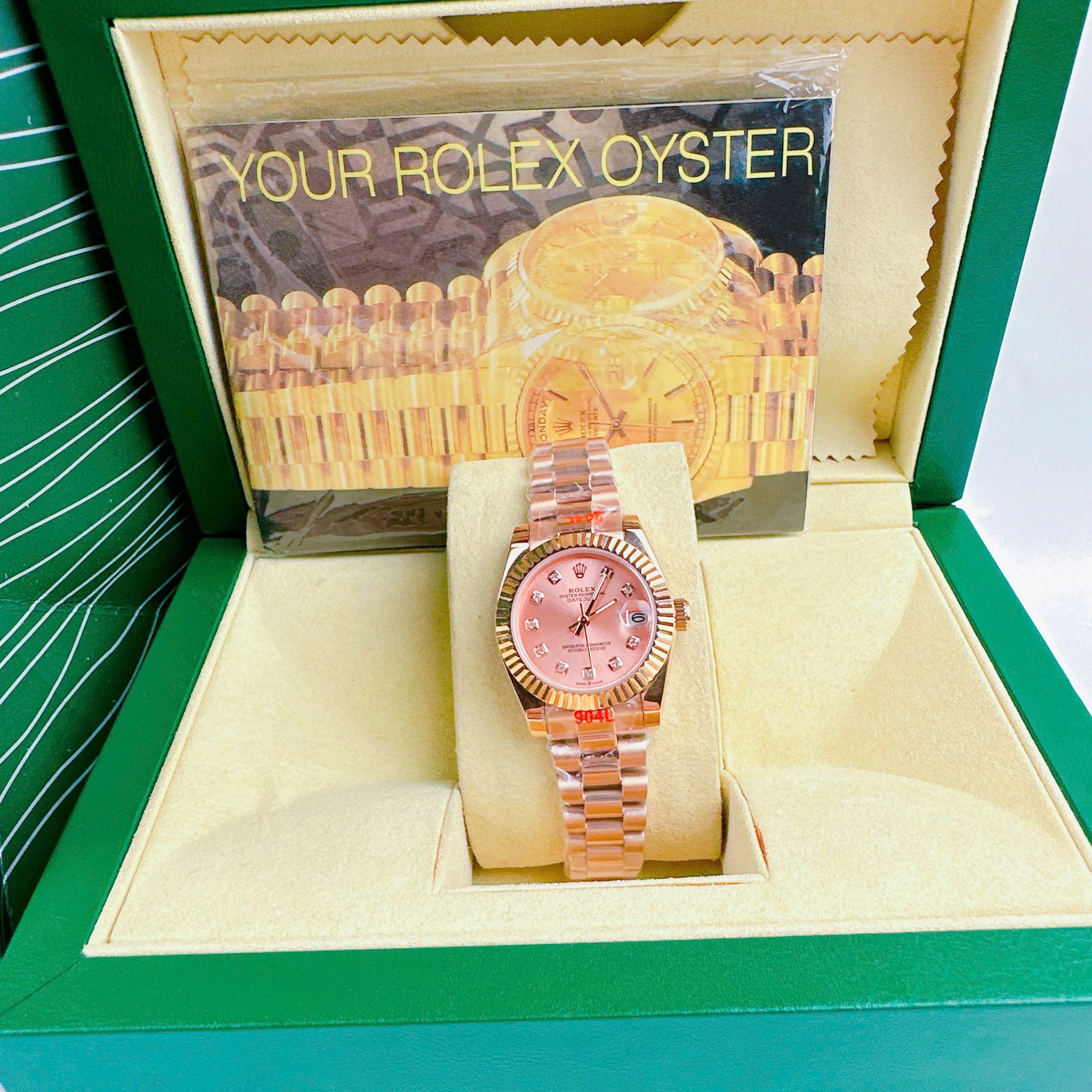 Đồng Hồ Rolex Niềng Khía |Nữ Giới |Mặt Hồng |Dây Kim Loại Rose Gold |Máy Pin (Máy Quartz) |Size 31mm |donghogiatot.vn