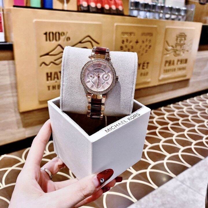 Đồng Hồ Michael Kors Parker Mini |Nữ Giới |Dây Kim Loại Mix Acetate Đỏ |Máy Pin (Quartz) |Size 33mm |donghogiatot.vn
