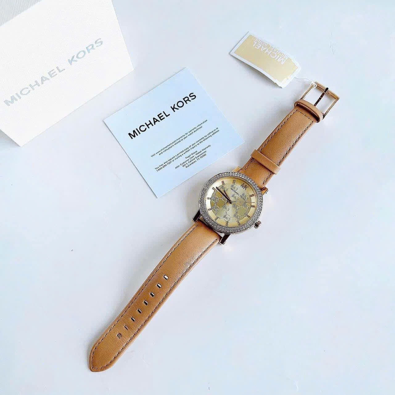 Đồng Hồ Michael Kors Corey |Nữ Giới |Vàng Gold |Dây Da Nâu |Máy Pin (Quartz) |Size 36mm |donghogiatot.vn