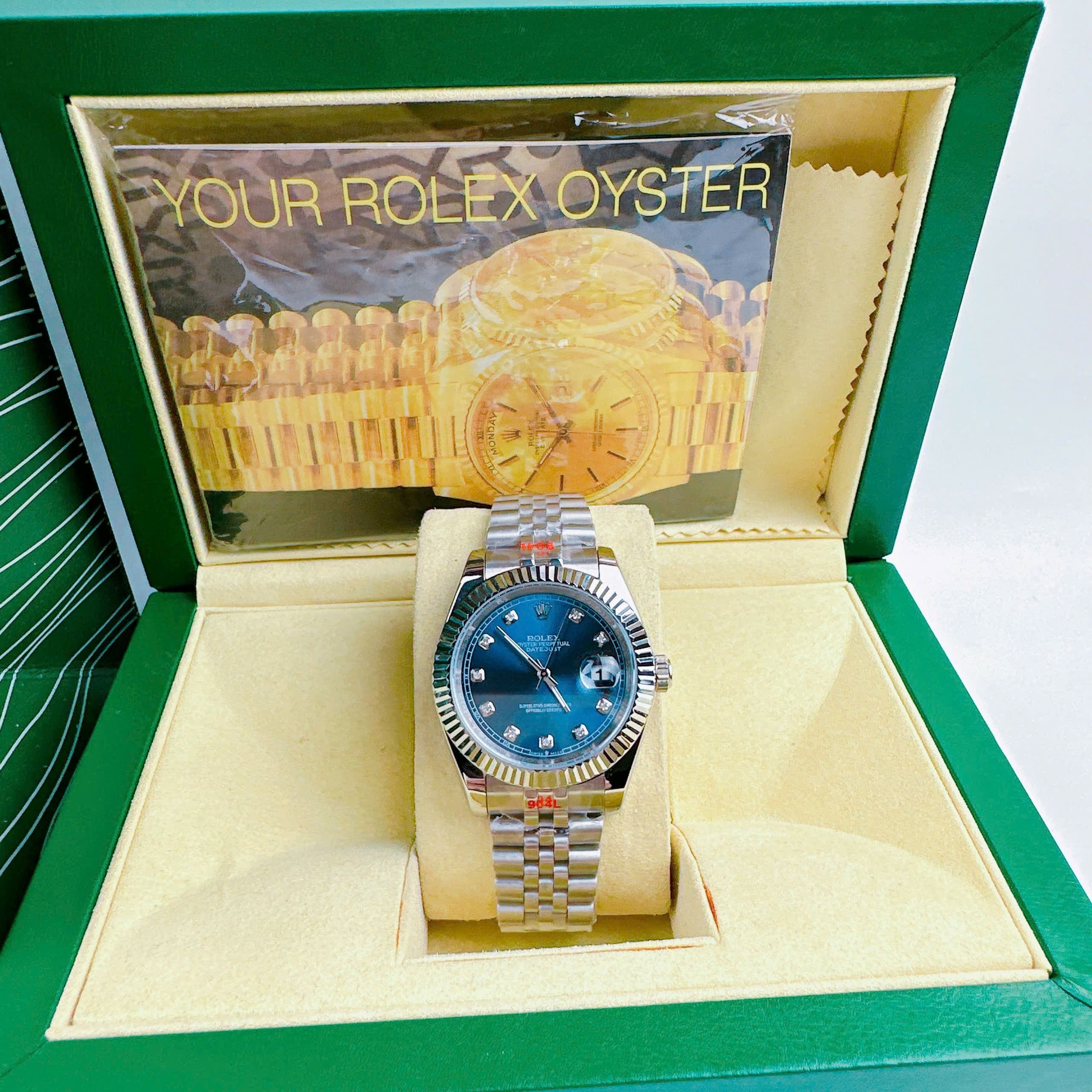 Đồng Hồ Rolex Niềng Khía |Nam Giới |Mặt Xanh Dương |Dây Kim Loại Silver |Máy Pin (Máy Quartz) |Size 41mm |donghogiatot.vn