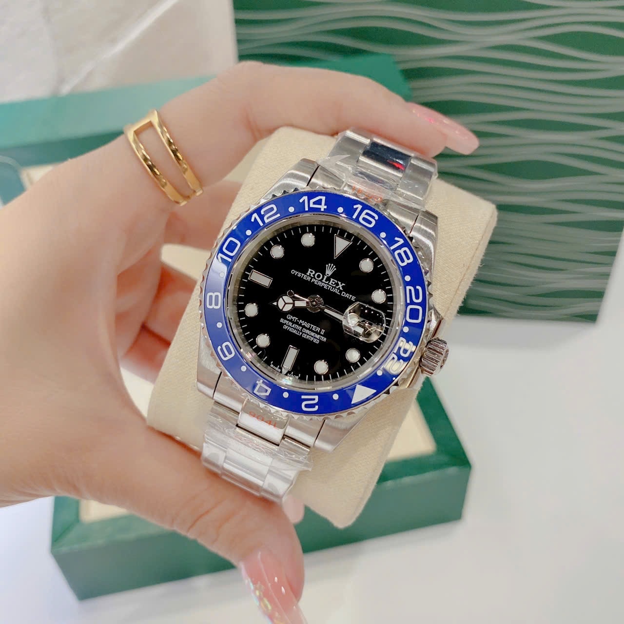 Đồng Hồ Rolex GMT Master II |Nam Giới |Niềng Xanh Dương |Dây Kim Loại Silver |Máy Cơ (Automatic) |Size 40mm |donghogiatot.vn