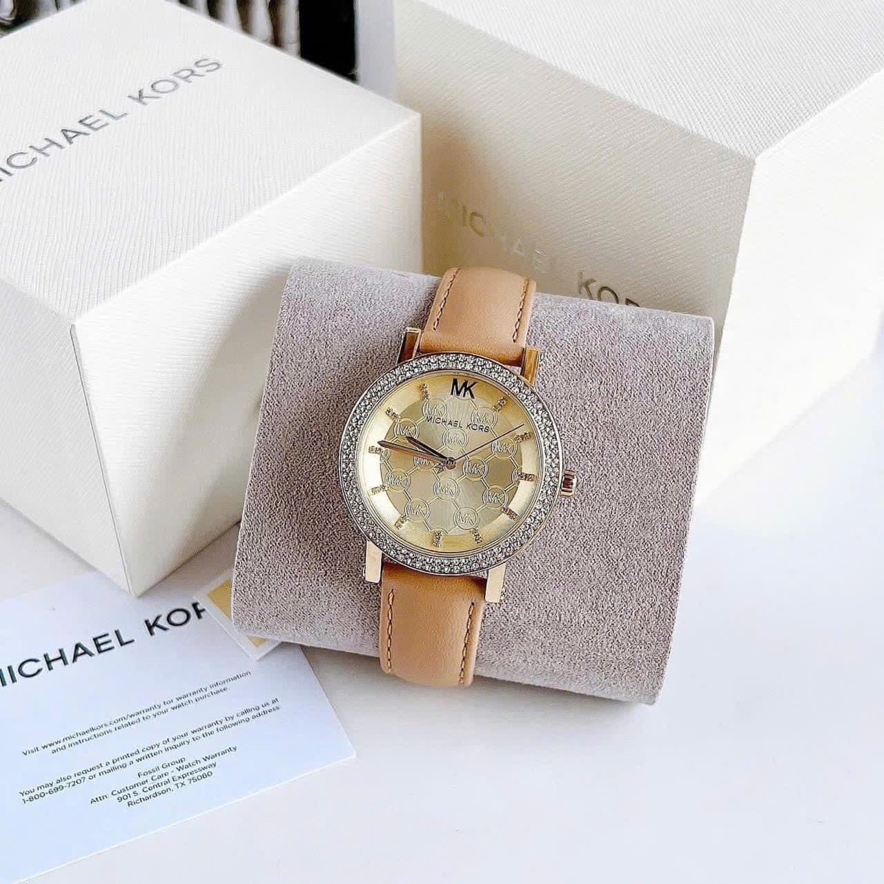 Đồng Hồ Michael Kors Corey |Nữ Giới |Vàng Gold |Dây Da Nâu |Máy Pin (Quartz) |Size 36mm |donghogiatot.vn