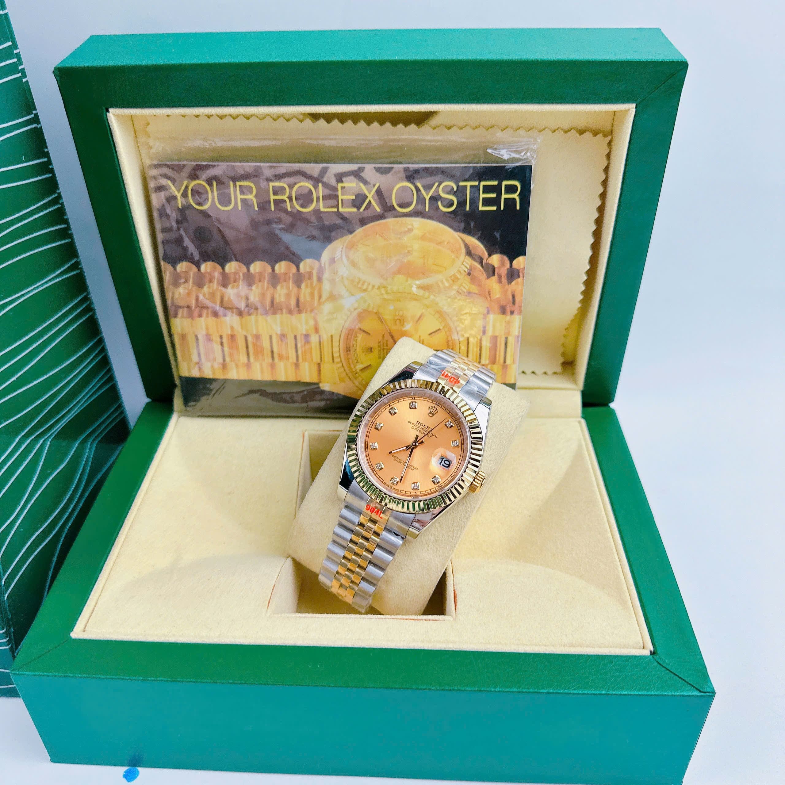 Đồng Hồ Rolex Niềng Khía |Nam Giới |Mặt Vàng |Dây Kim Loại Demi |Máy Pin (Máy Quartz) |Size 41mm |donghogiatot.vn