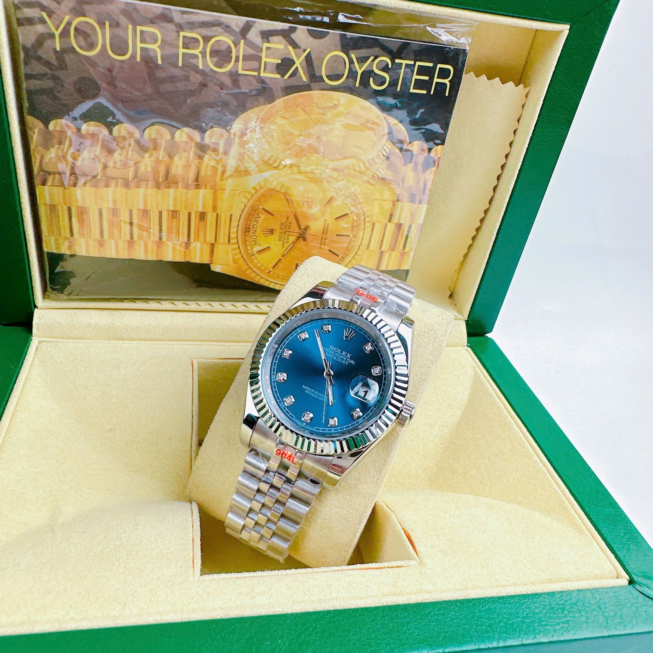Đồng Hồ Rolex Niềng Khía |Nam Giới |Mặt Xanh Dương |Dây Kim Loại Silver |Máy Pin (Máy Quartz) |Size 41mm |donghogiatot.vn