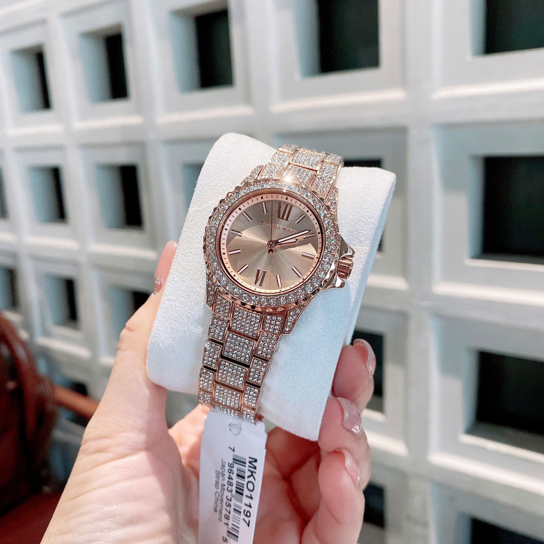 Đồng Hồ Micheal Kors Mini Everest |Nữ Giới |Mặt Tròn |Dây Kim Loại Đính Đá Rose Gold |Máy Pin (Quartz) |Size 33mm |donghogiatot.vn