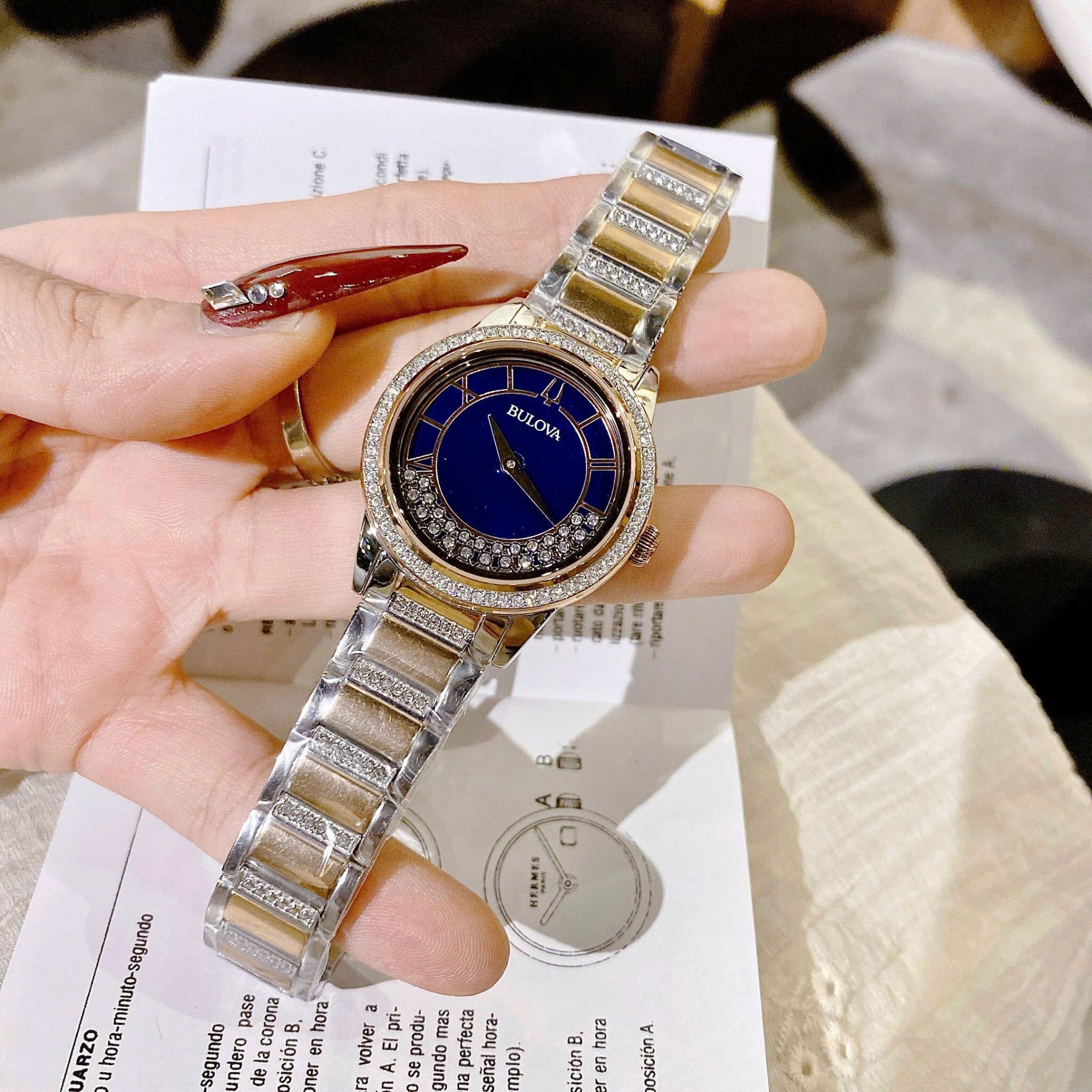 Đồng Hồ Bulova Turnstyle |Nữ Giới |Mặt Xanh Dương |Dây Kim Loại Demi Rose Gold |Máy Pin (Quartz) |Size 33mm |donghogiatot.vn