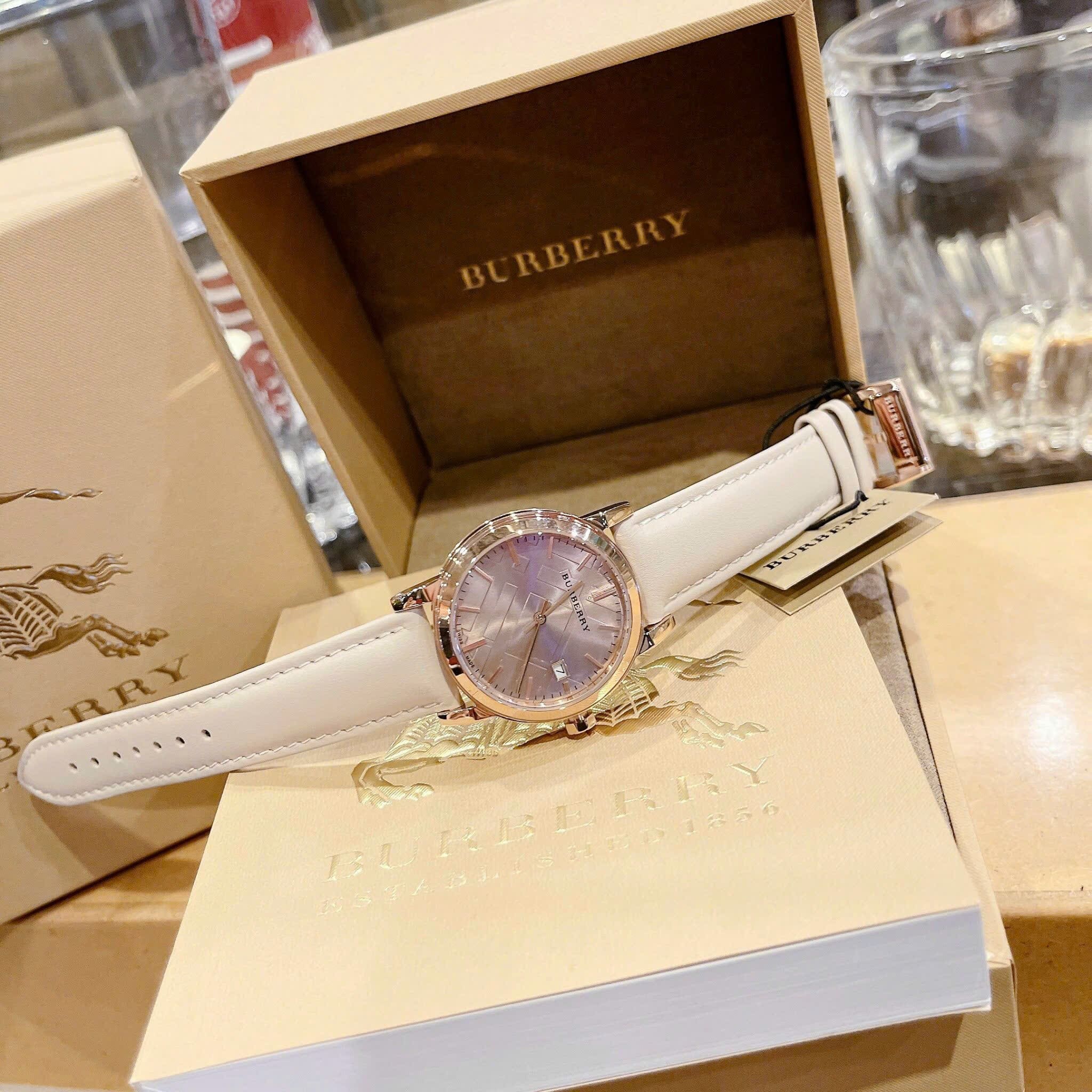 Đồng Hồ Burberry The City |Cặp Đôi |Mặt Rose Gold |Dây Da Nude |Size 34x28mm |donghogiatot.vn