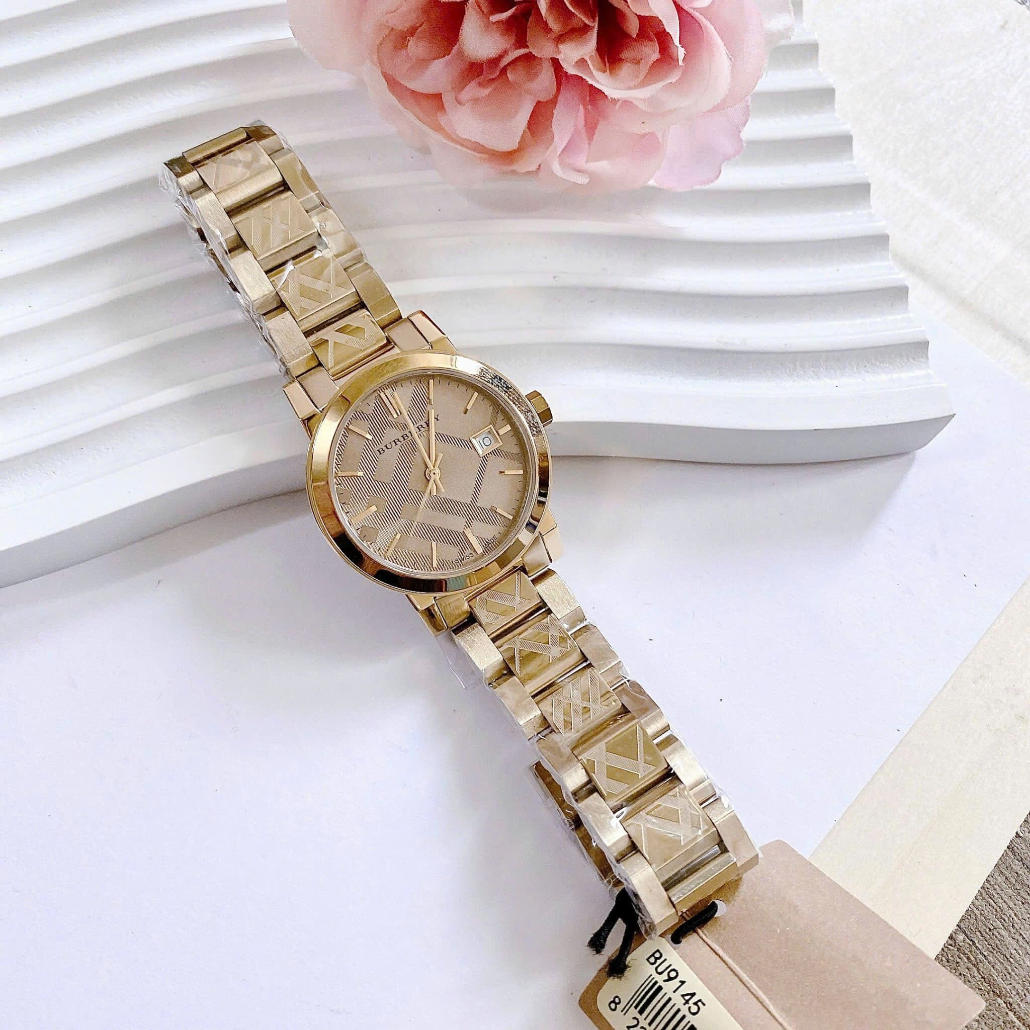 Đồng Hồ Burberry The City |Cặp Đôi |Mặt Tròn |Dây Kim Loại Vàng Gold |Size 38x34mm |donghogiatot.vn