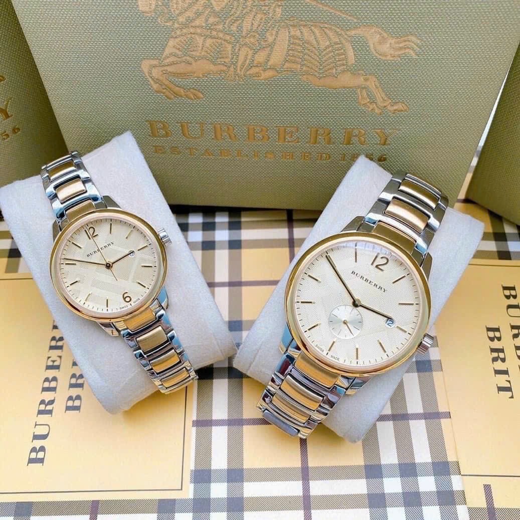 Đồng Hồ Burberry The Classic |Cặp Đôi |Mặt Tròn |Dây Kim Loại Demi Vàng Gold |Size 40x32mm |donghogiatot.vn