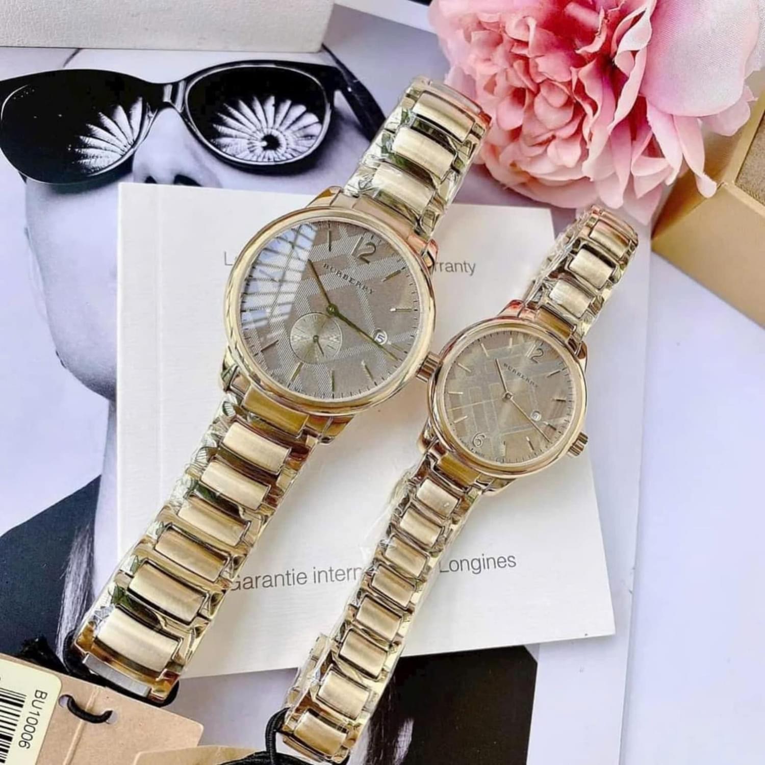 Đồng Hồ Burberry The Classic |Cặp Đôi |Mặt Tròn |Dây Kim Loại Vàng Gold |Size 40x32mm |donghogiatot.vn