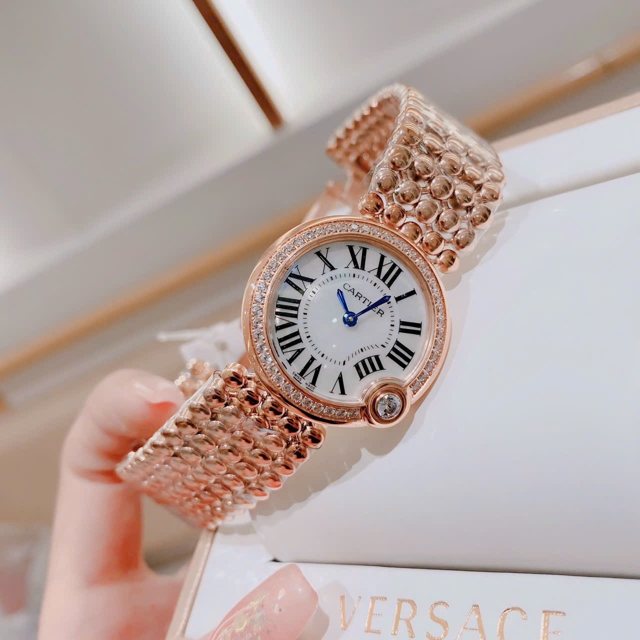 Đồng Hồ Cartier Ballon Blanc |Nữ Giới |Mặt Trắng |Dây Kim Loại Rose Gold |Máy Pin (Quartz) |Size 30mm |donghogiatot.vn