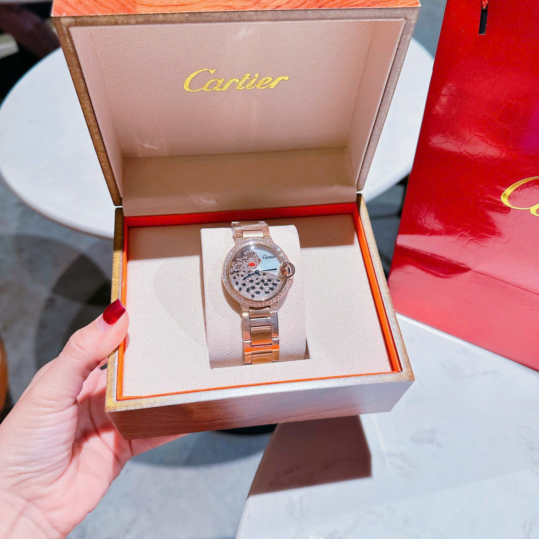 Đồng Hồ Cartier Panther |Nữ Giới |Đính Đá |Dây Kim Loại Rose Gold |Máy Pin (Quartz) |Size 36mm |donghogiatot.vn