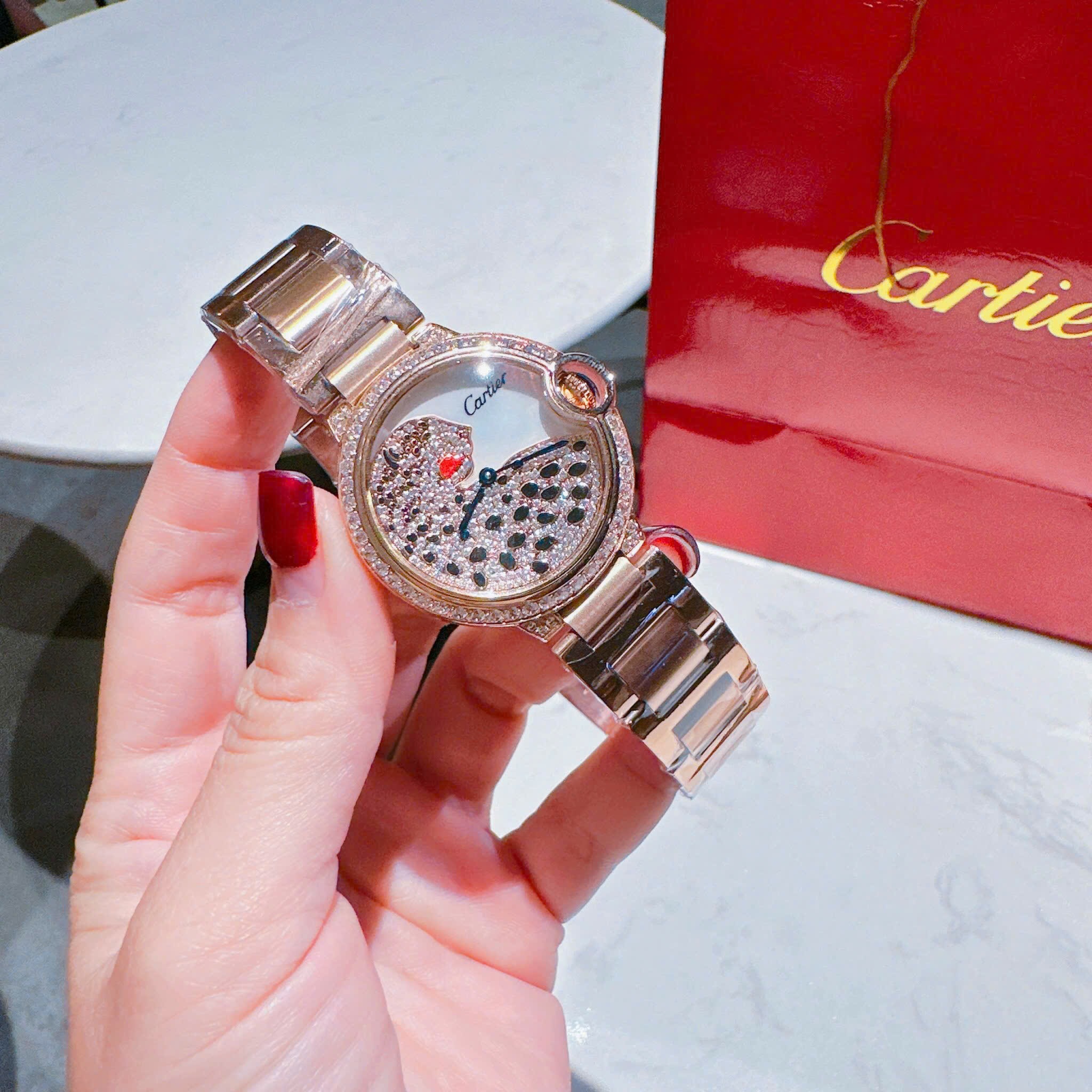 Đồng Hồ Cartier Panther |Nữ Giới |Đính Đá |Dây Kim Loại Rose Gold |Máy Pin (Quartz) |Size 36mm |donghogiatot.vn