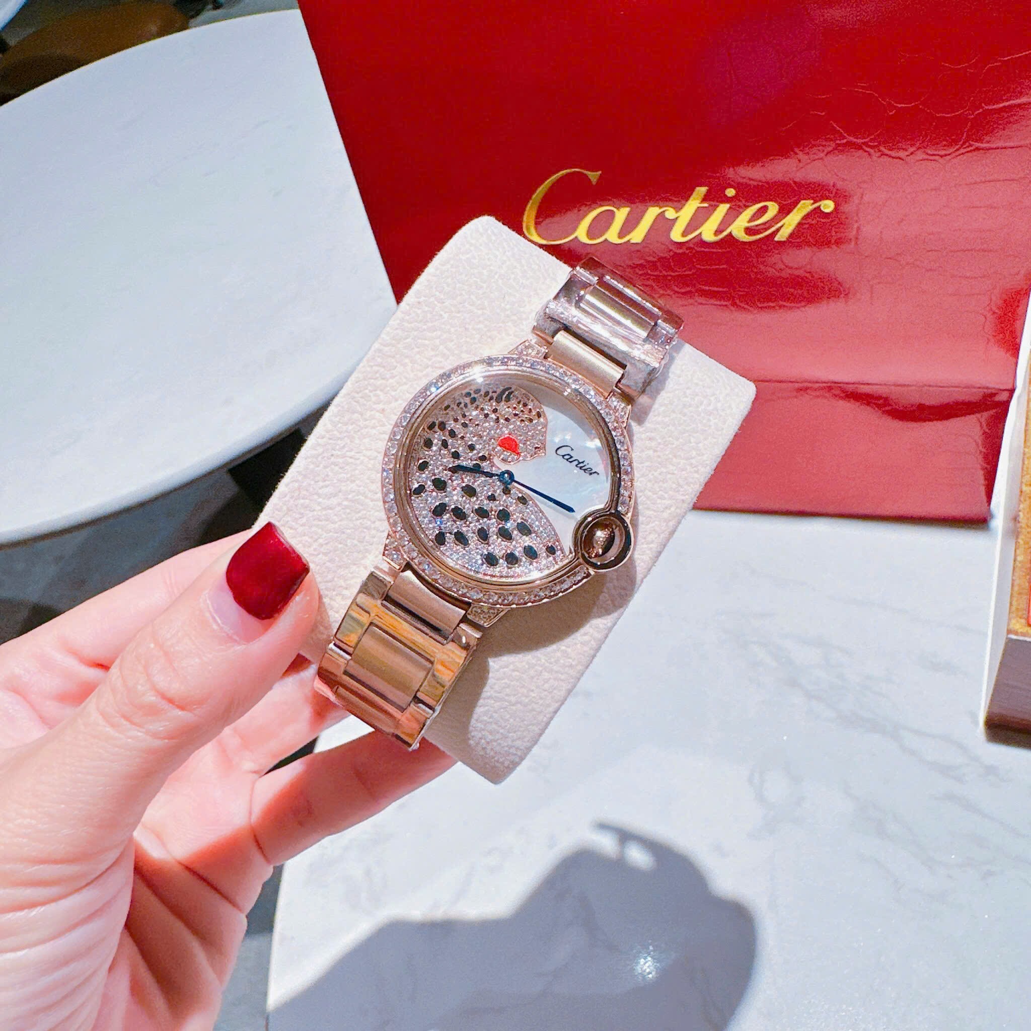 Đồng Hồ Cartier Panther |Nữ Giới |Đính Đá |Dây Kim Loại Rose Gold |Máy Pin (Quartz) |Size 36mm |donghogiatot.vn
