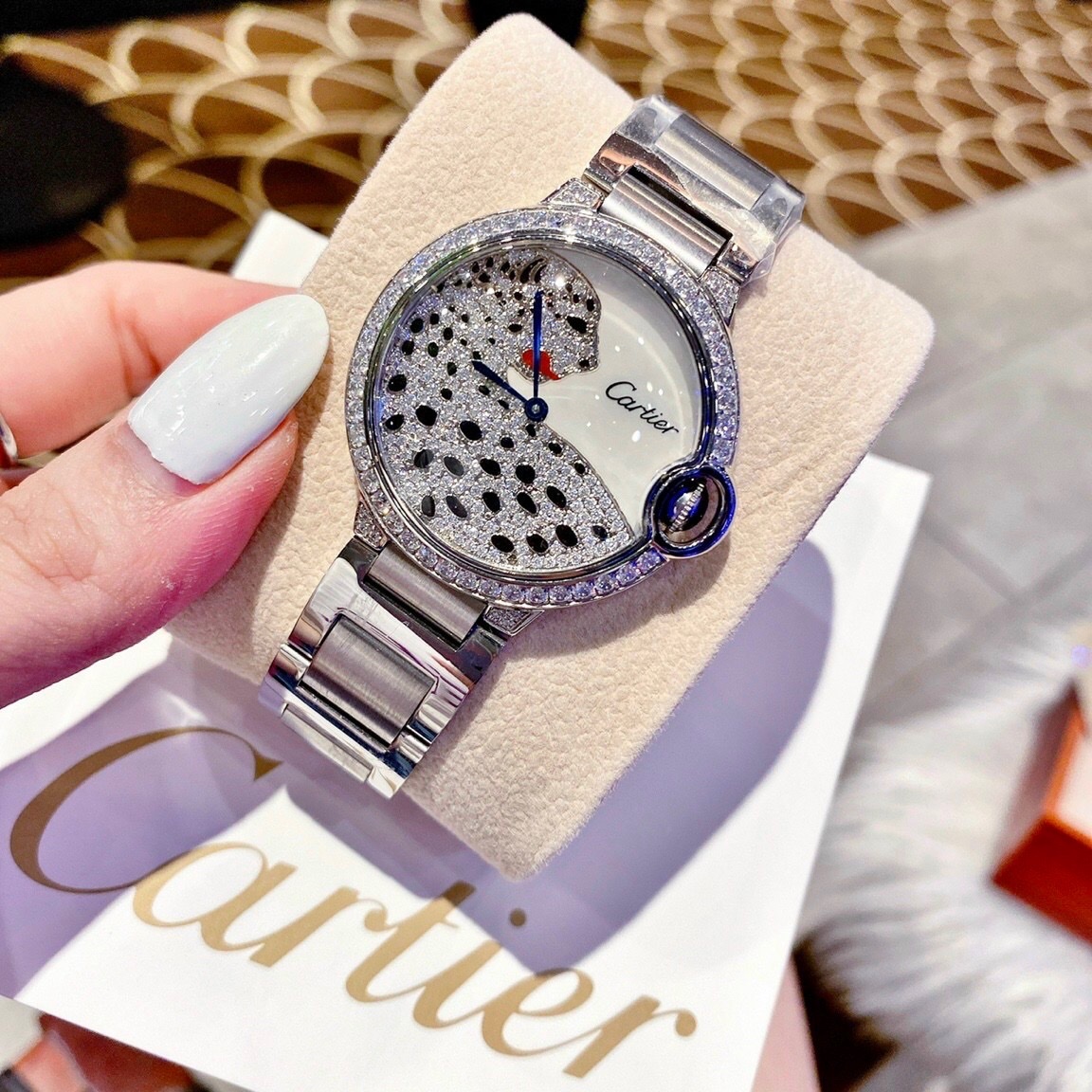 Đồng Hồ Cartier Ballon Bleu Panther |Nữ Giới |Dây Kim Loại Silver |Máy Pin (Quartz) |Size 36mm |donghogiatot.vn