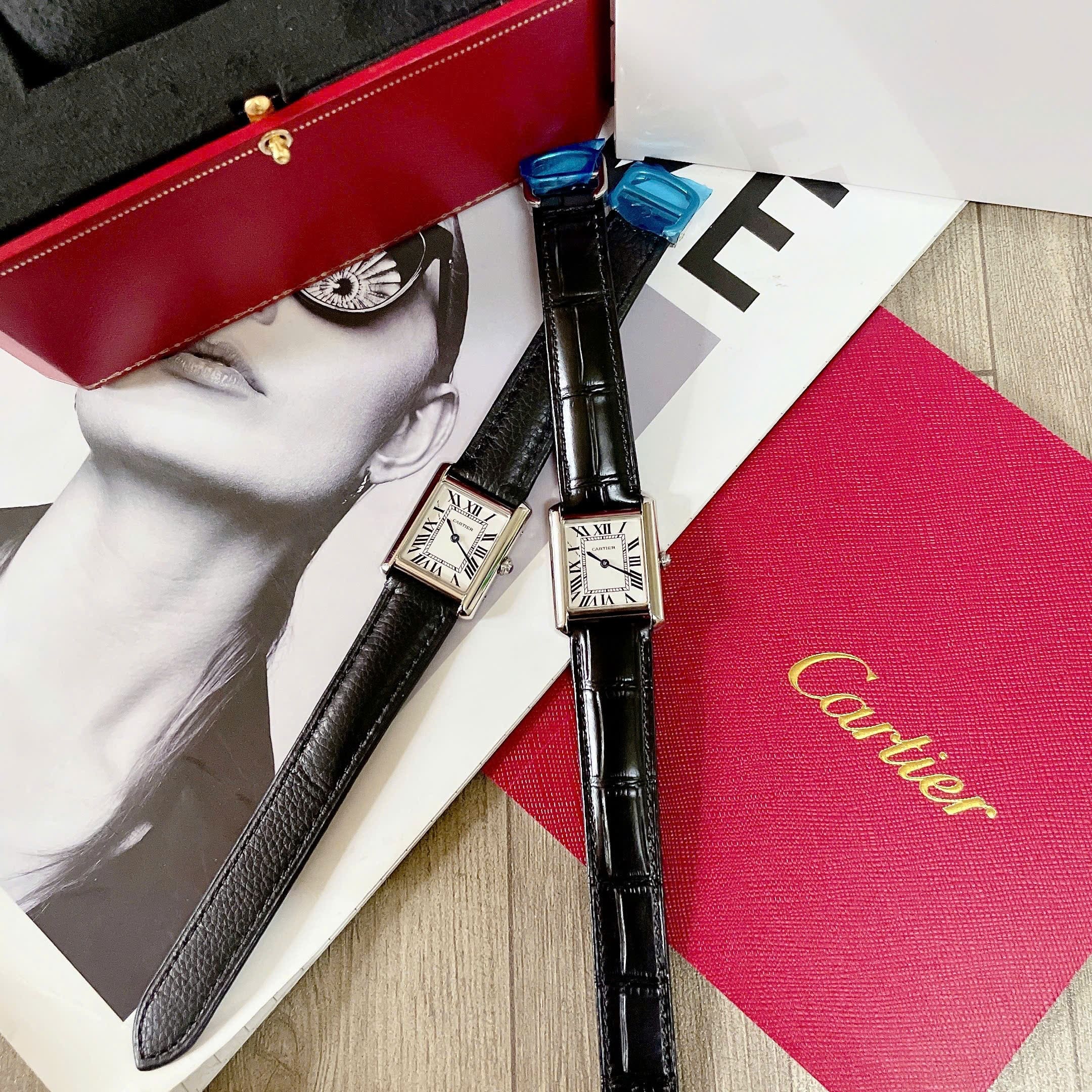 Đồng Hồ Cartier Tank Solo |Nữ Giới |Mặt Chữ Nhật |Số La Mã |Dây Da Đen |Máy Pin (Quartz) |Size 31x24mm |donghogiatot.vn