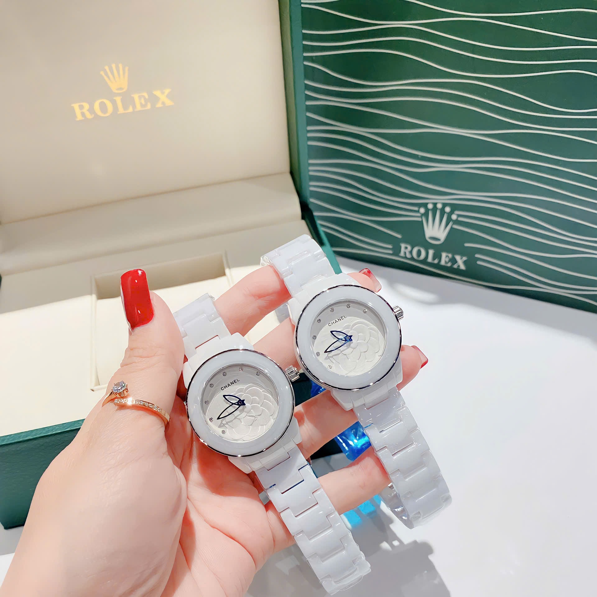 Đồng Hồ Chanel Hoa 3D |Nữ Giới |Silver |Dây Đá Ceramica Trắng |Máy Pin (Quartz) |Size 34mm |donghogiatot.vn