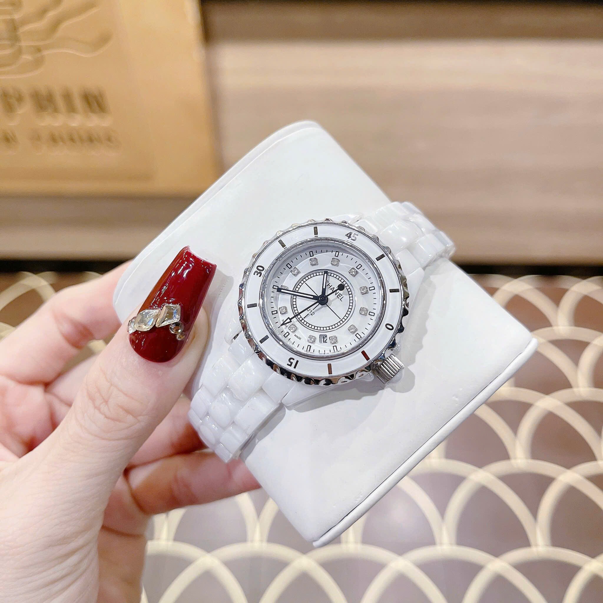 Đồng Hồ Chanel Hoa J12 |Nữ Giới |Đính Đá |Dây Đá Ceramica Trắng |Máy Pin (Quartz) |Size 34mm |donghogiatot.vn
