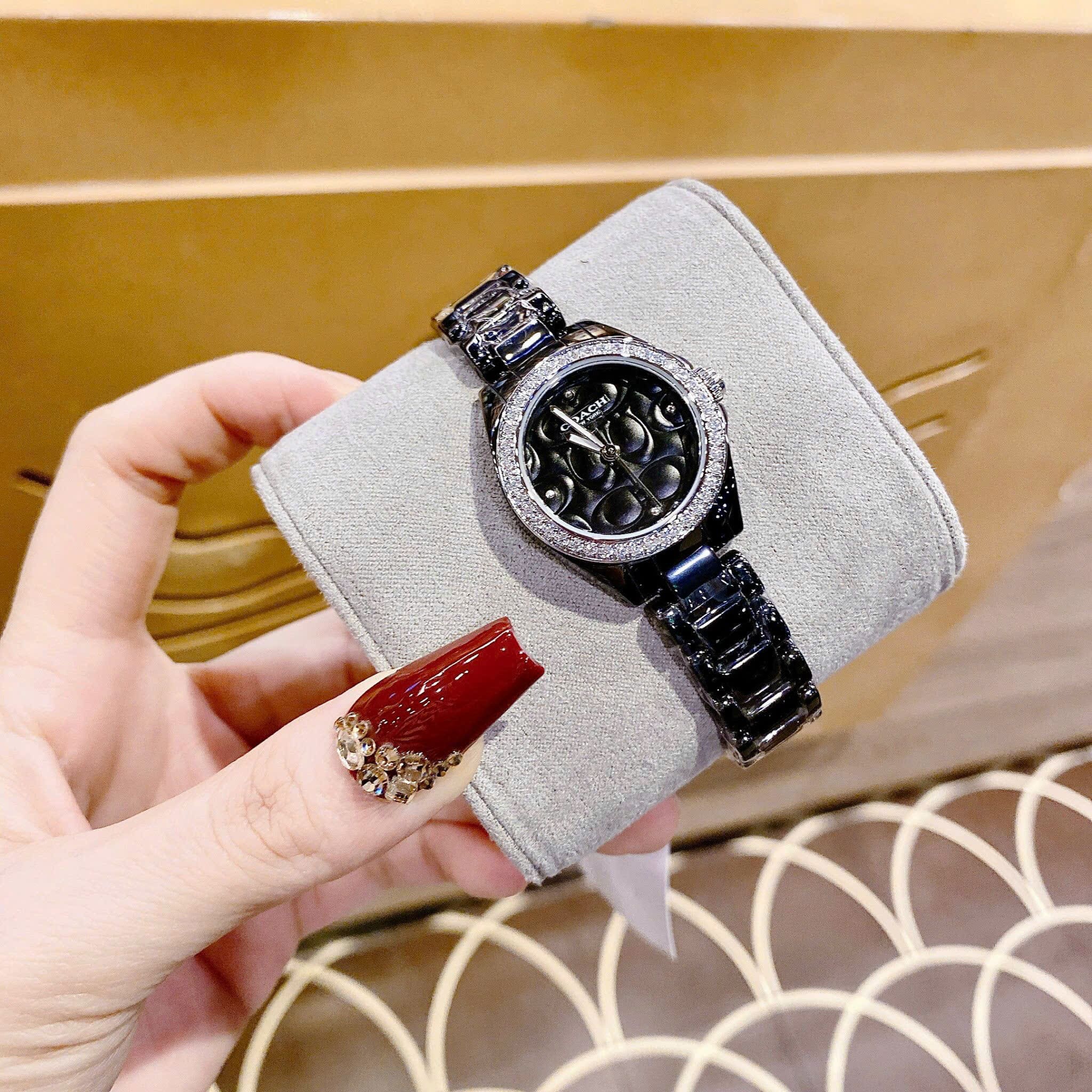 Đồng Hồ Coach Astor |Nữ Giới |Đính Đá |Dây Đá Ceramic Đen |Máy Pin (Quartz) |Size 30mm |donghogiatot.vn