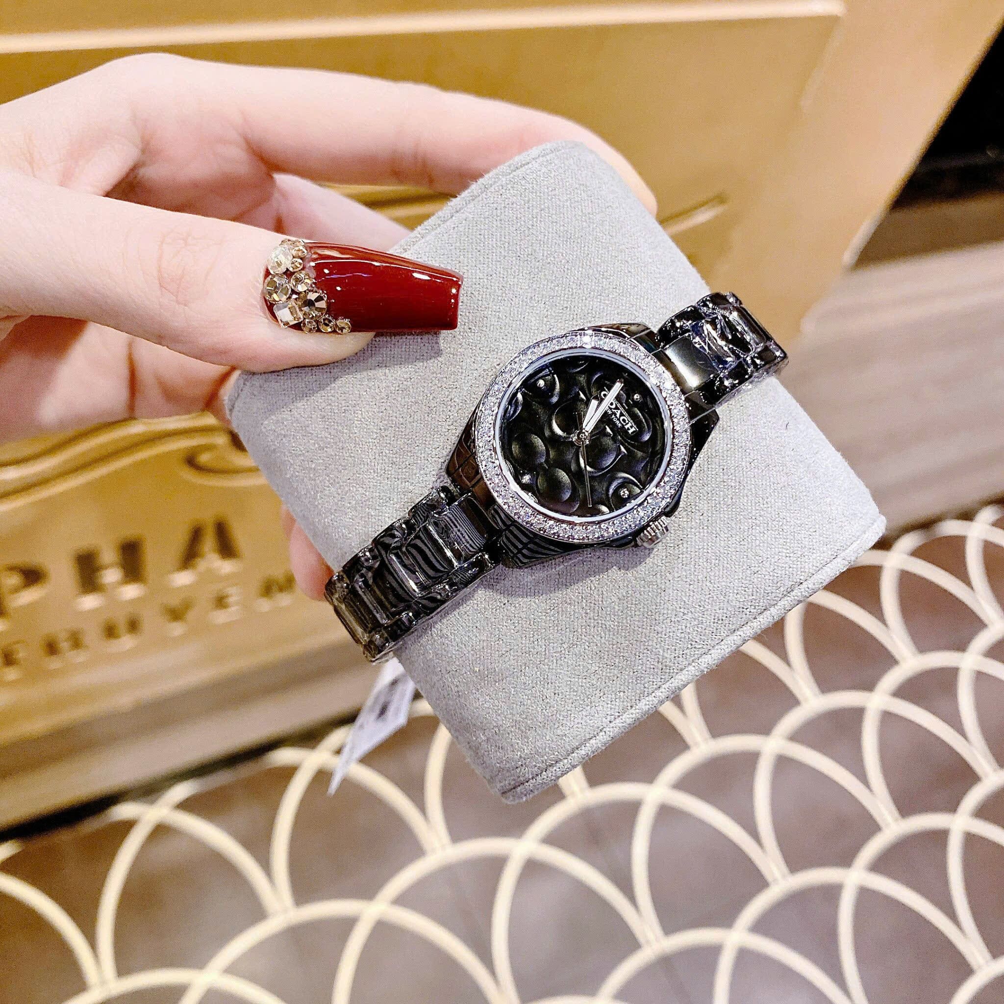 Đồng Hồ Coach Astor |Nữ Giới |Đính Đá |Dây Đá Ceramic Đen |Máy Pin (Quartz) |Size 30mm |donghogiatot.vn