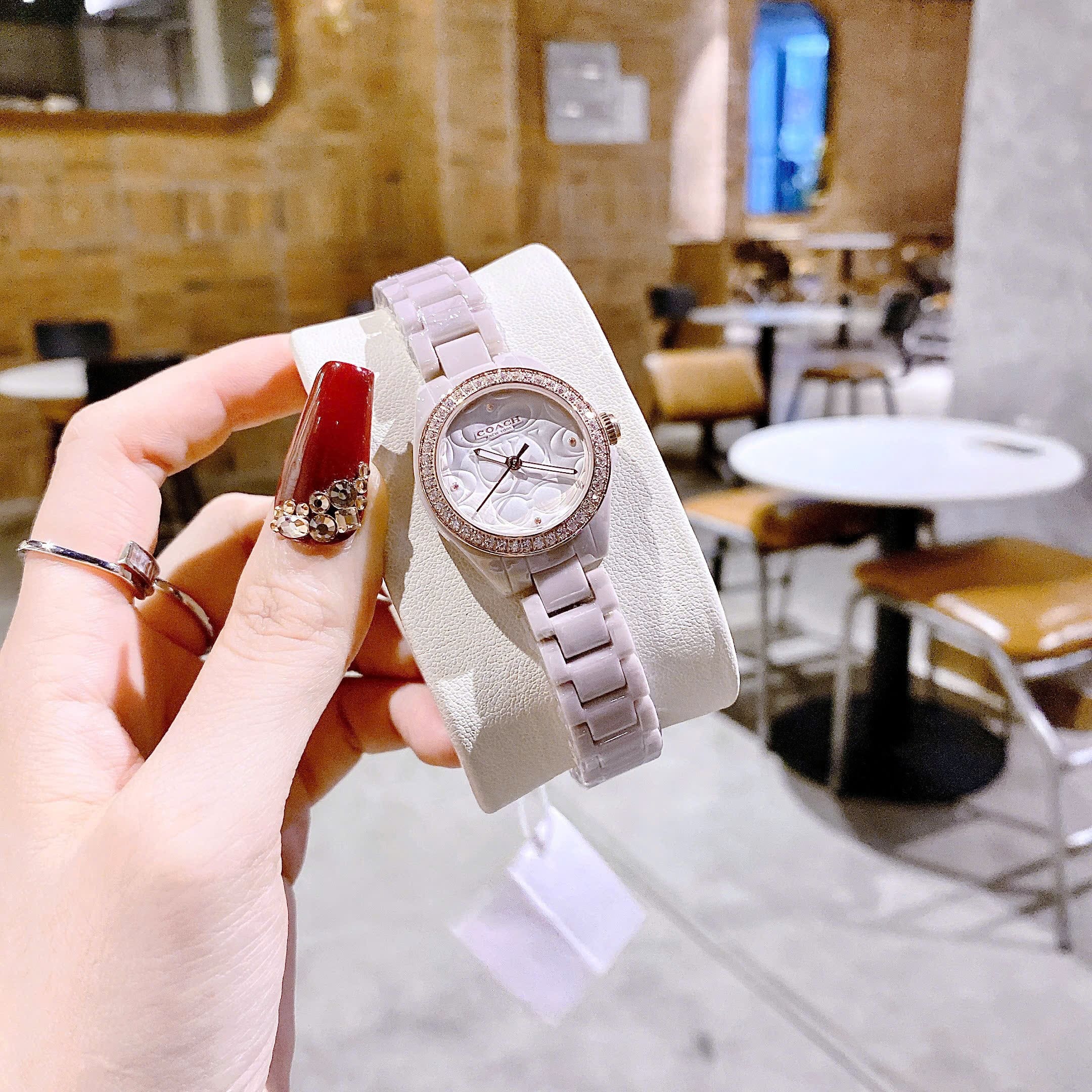 Đồng Hồ Coach Astor |Nữ Giới |Đính Đá Rose Gold |Dây Đá Ceramic Hồng |Máy Pin (Quartz) |Size 30mm |donghogiatot.vn