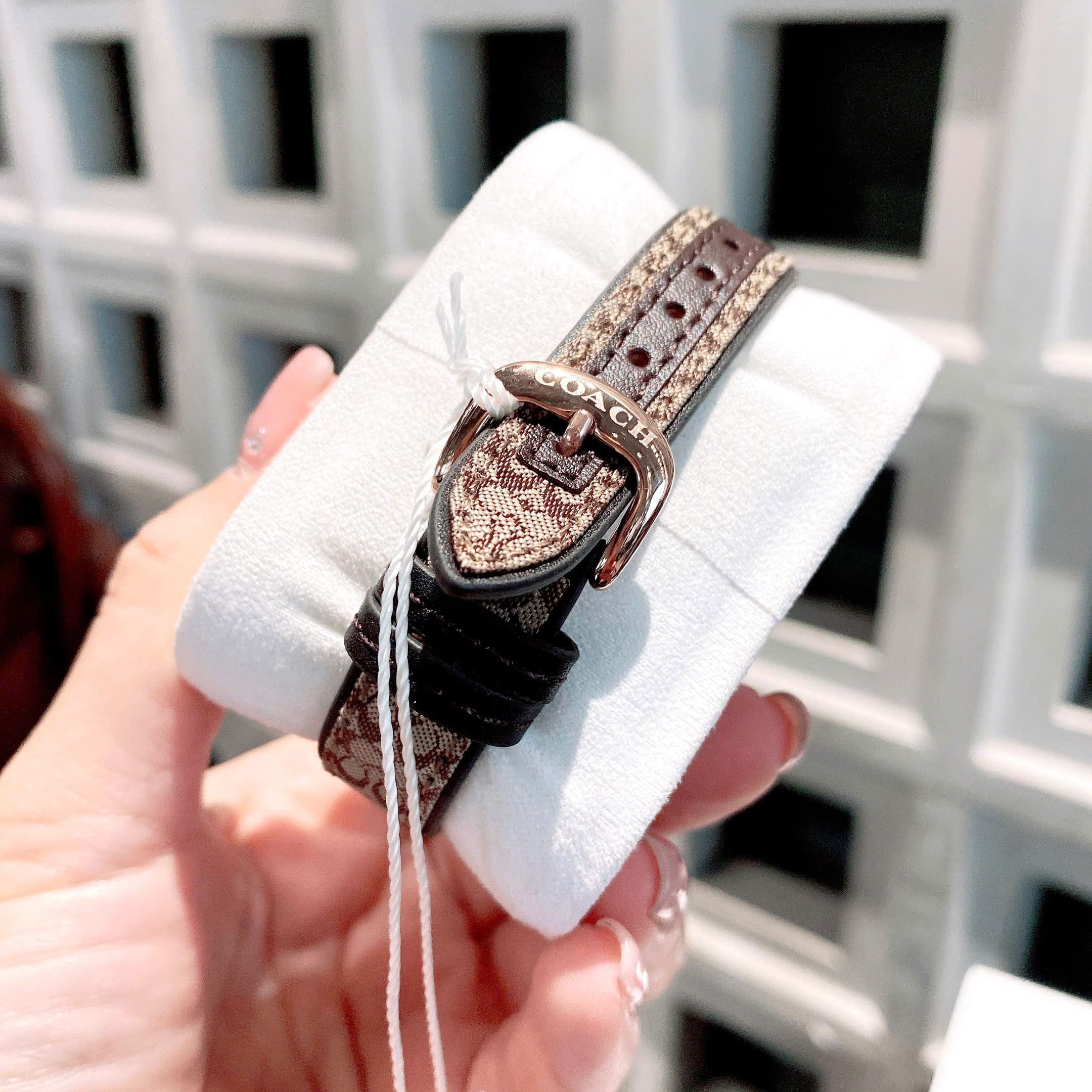 Đồng Hồ Coach Boyfriend |Nữ Giới |Đính Đá |Rose Gold |Dây Canvas Nâu |Máy Pin (Quartz) |Size 34mm |donghogiatot.vn