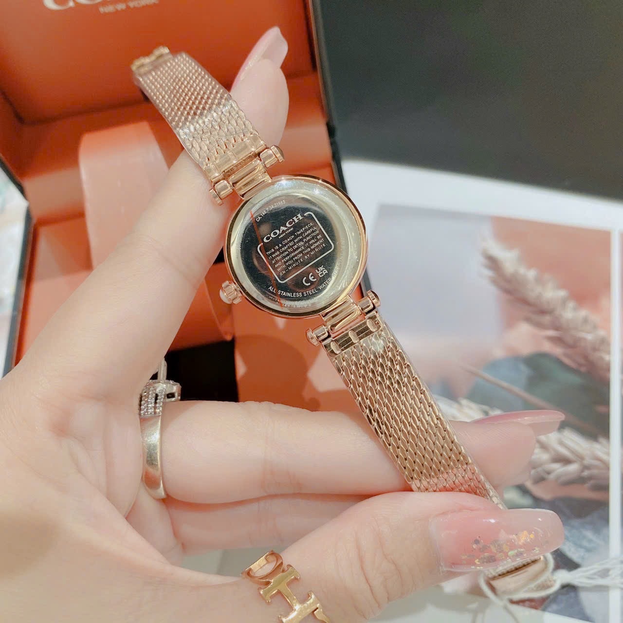 Đồng Hồ Coach Carry |Nữ Giới |Mặt Tròn |Đính Đá |Dây Lưới Rose Gold |Máy Pin (Quartz) |Size 26mm |donghogiatot.vn