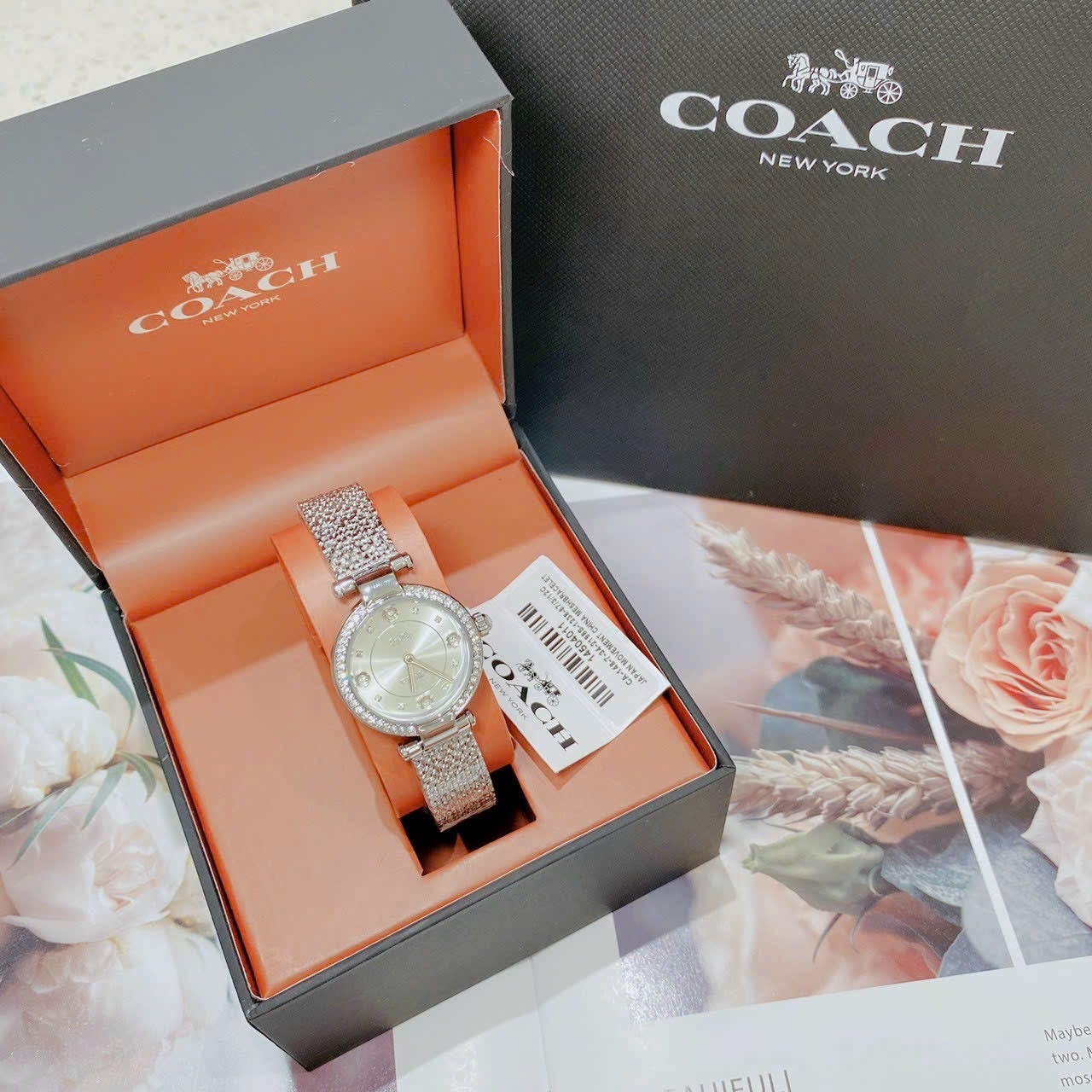 Đồng Hồ Coach Carry |Nữ Giới |Mặt Tròn |Đính Đá |Dây Lưới Silver |Máy Pin (Quartz) |Size 26mm |donghogiatot.vn