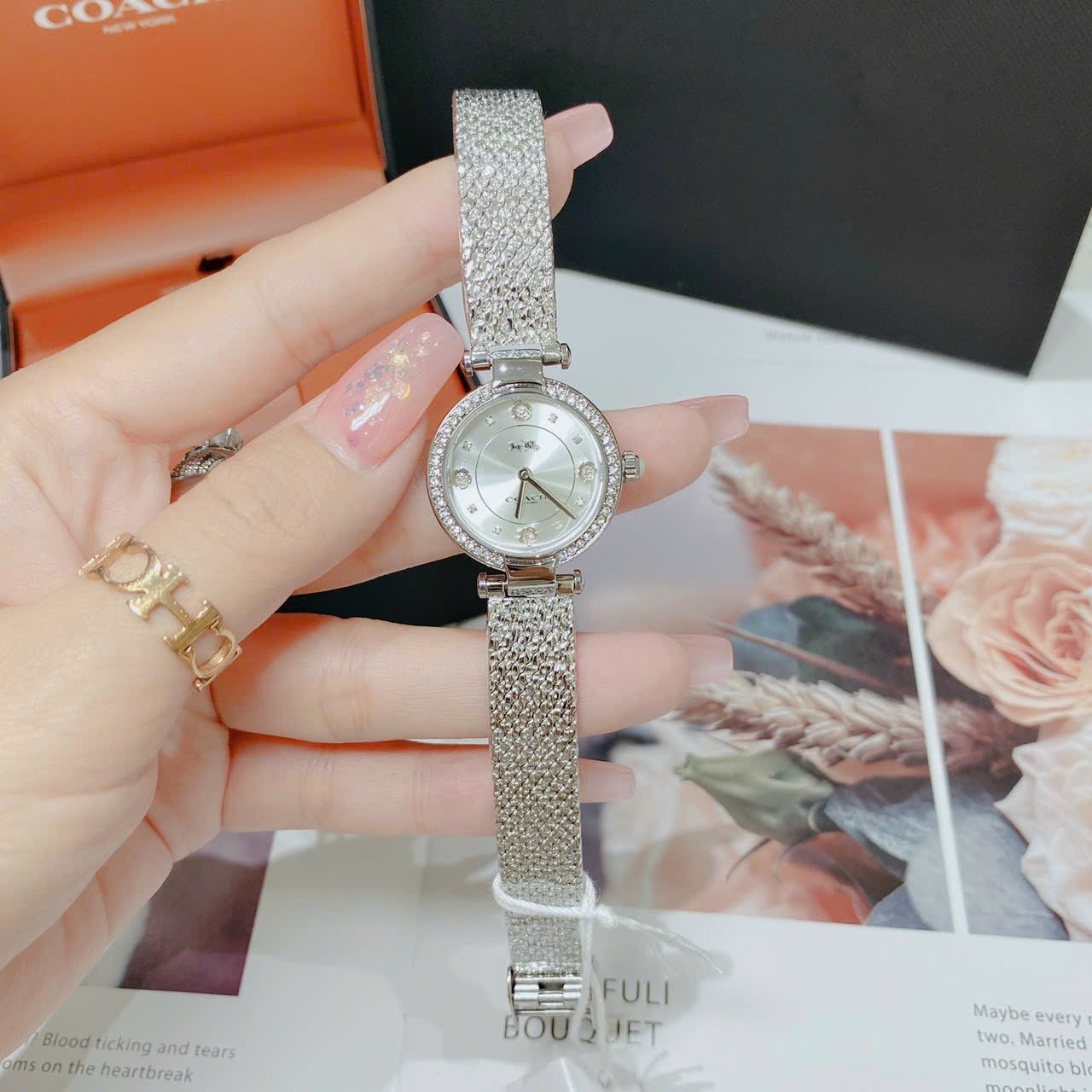 Đồng Hồ Coach Carry |Nữ Giới |Mặt Tròn |Đính Đá |Dây Lưới Silver |Máy Pin (Quartz) |Size 26mm |donghogiatot.vn